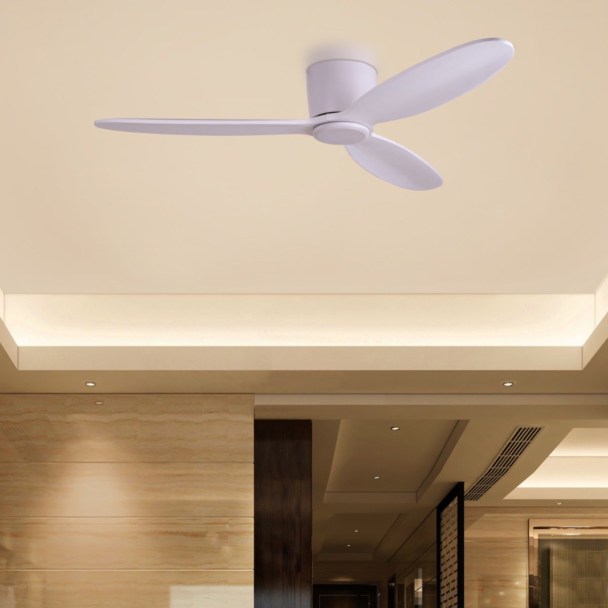Bay Breeze (135 cm Span, White Finish Metal Body, White Finish Wooden Blades) Ceiling Fan