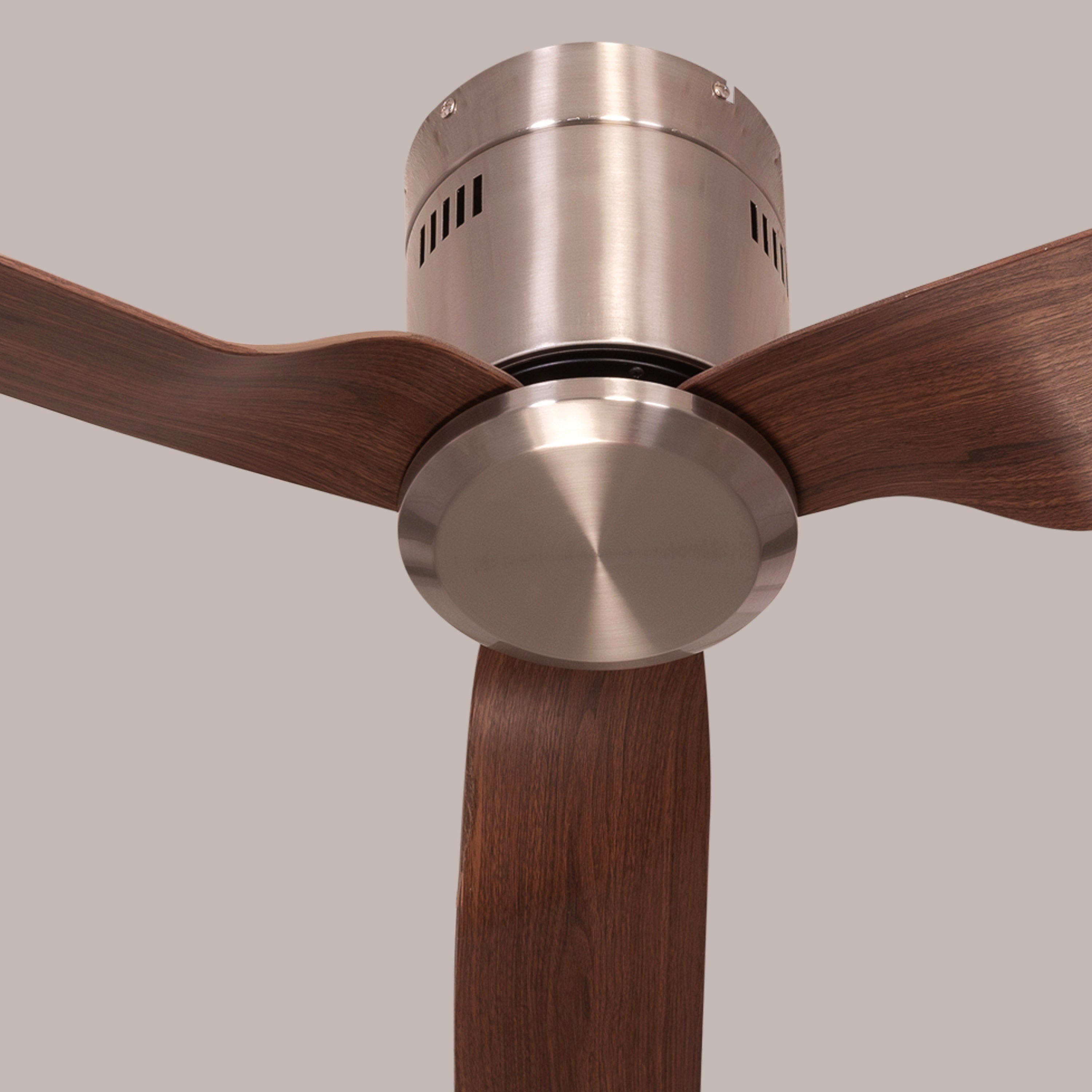 Saratoga (127 cm Span, Chrome Finish Metal Body, Teak Wood Finish ABS Blades) Ceiling Fan
