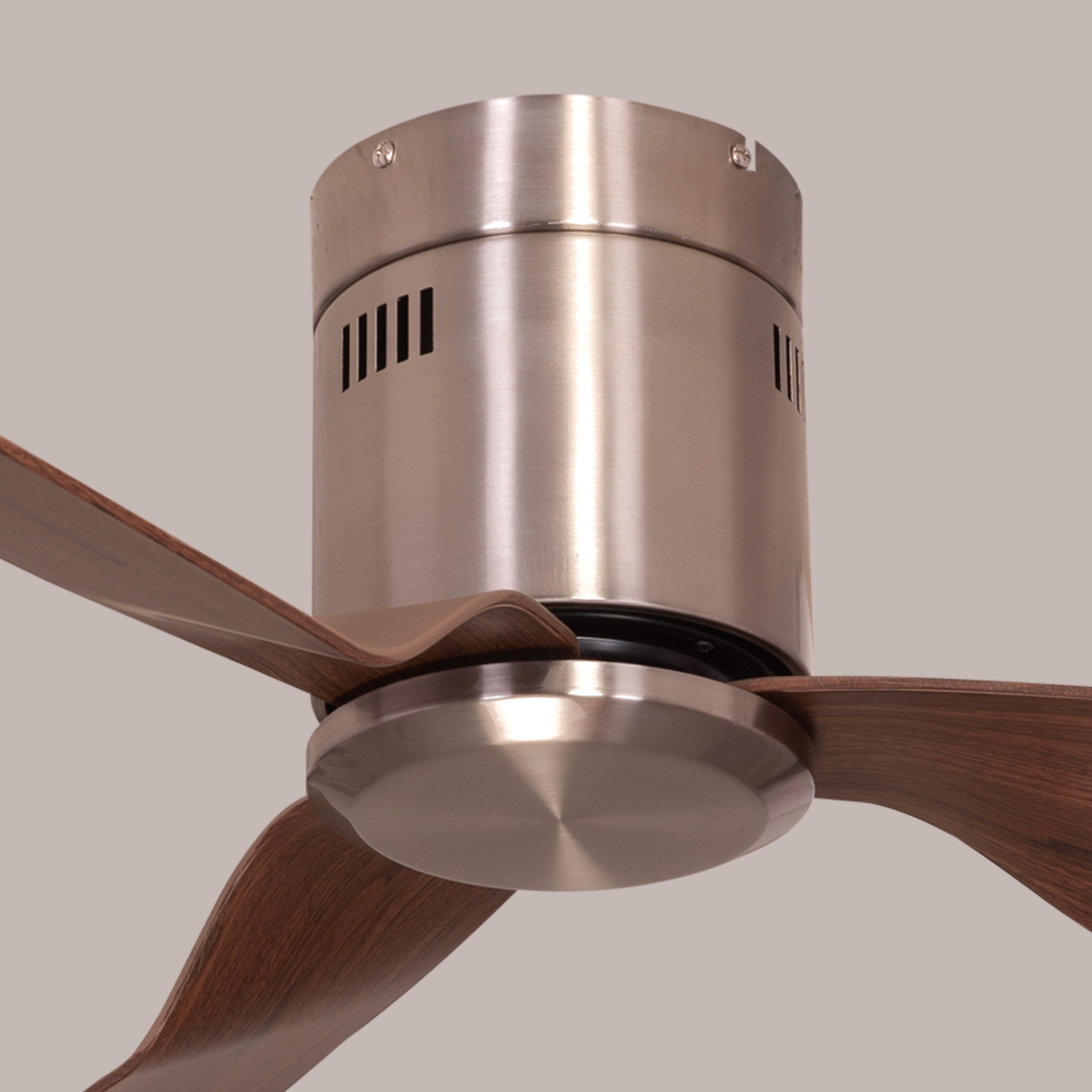 Saratoga (127 cm Span, Chrome Finish Metal Body, Teak Wood Finish ABS Blades) Ceiling Fan