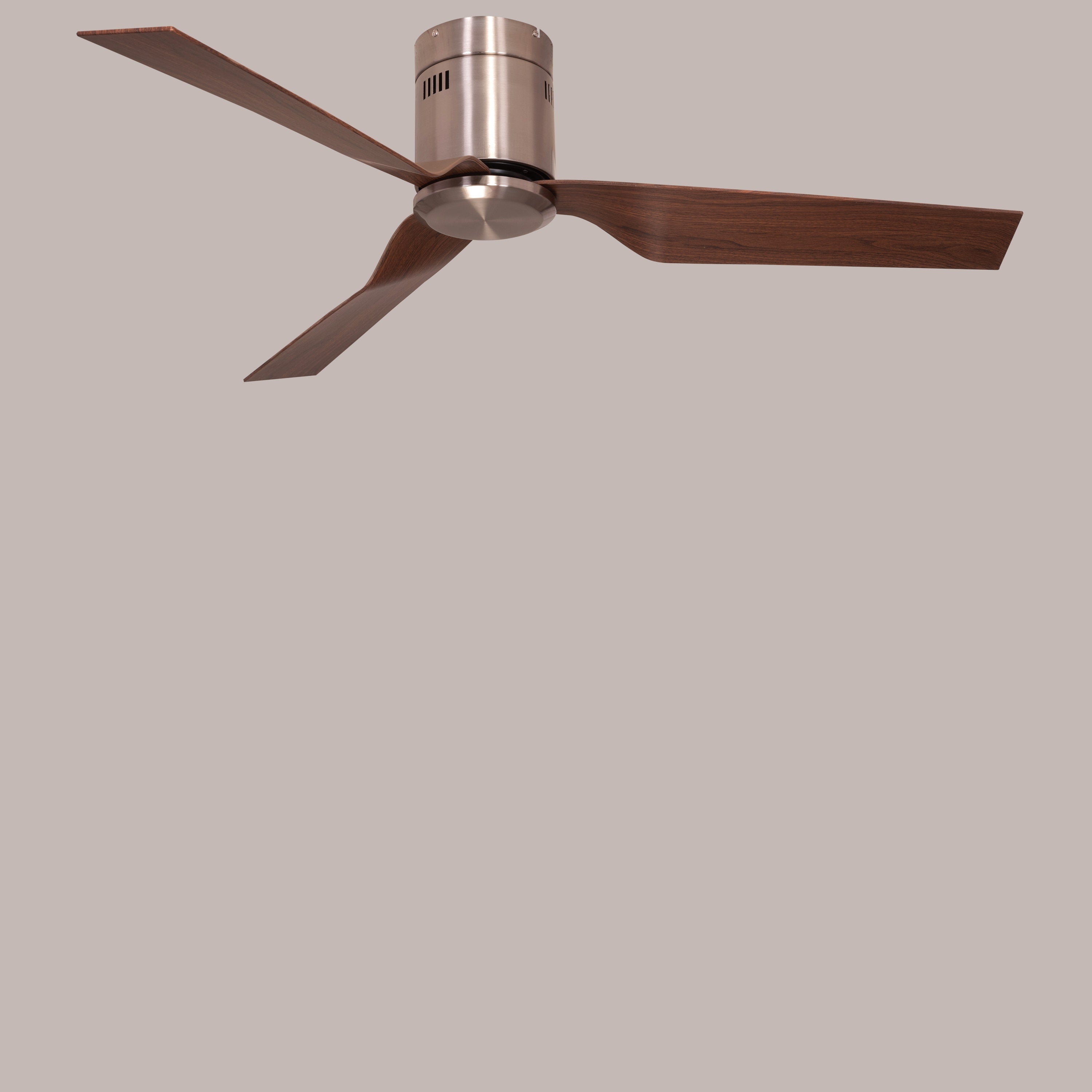 Saratoga (127 cm Span, Chrome Finish Metal Body, Teak Wood Finish ABS Blades) Ceiling Fan