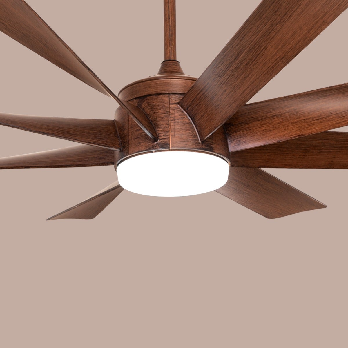 Chaos (155 cm Span, Wood Finish Metal Body, Teak Wood Finish ABS Blades) Dimmable LED With Remote Control Ceiling Fan