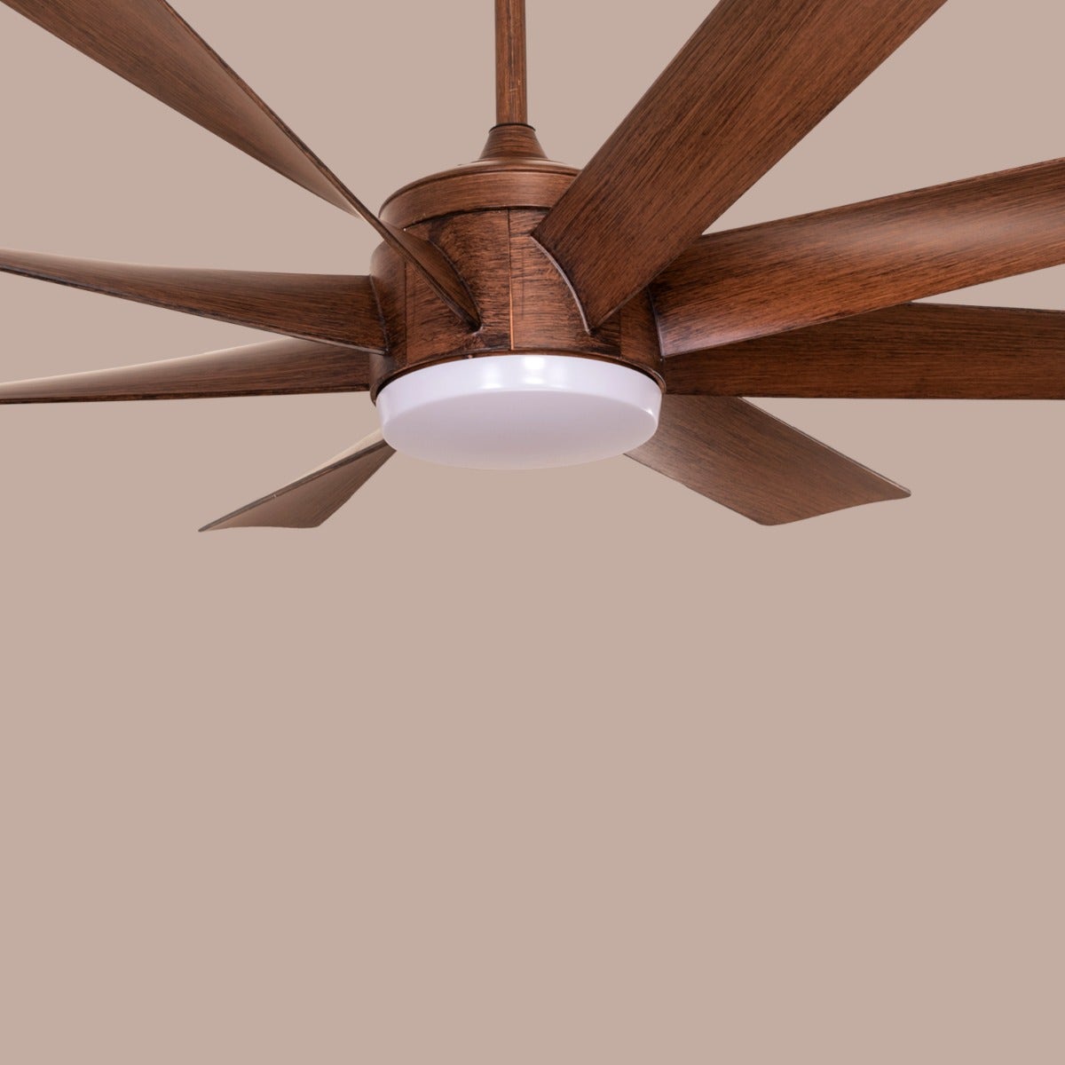 Chaos (155 cm Span, Wood Finish Metal Body, Teak Wood Finish ABS Blades) Dimmable LED With Remote Control Ceiling Fan
