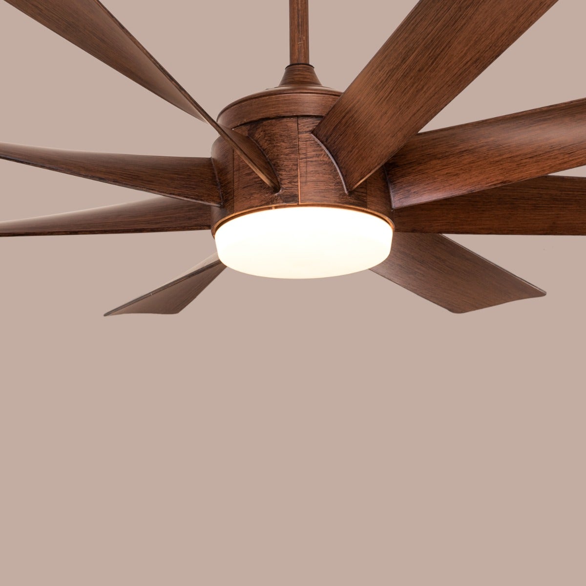 Chaos (155 cm Span, Wood Finish Metal Body, Teak Wood Finish ABS Blades) Dimmable LED With Remote Control Ceiling Fan