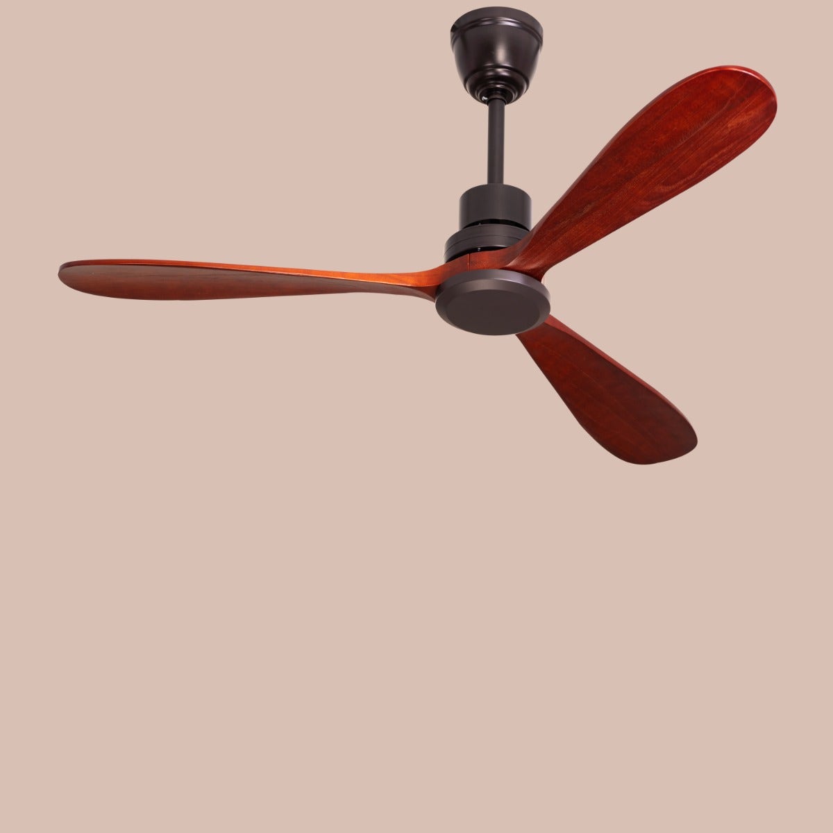 Glen Meadow (132 cm Span, Black Metal Body, Mahogany Finish Solid Wood Blades) Ceiling Fan