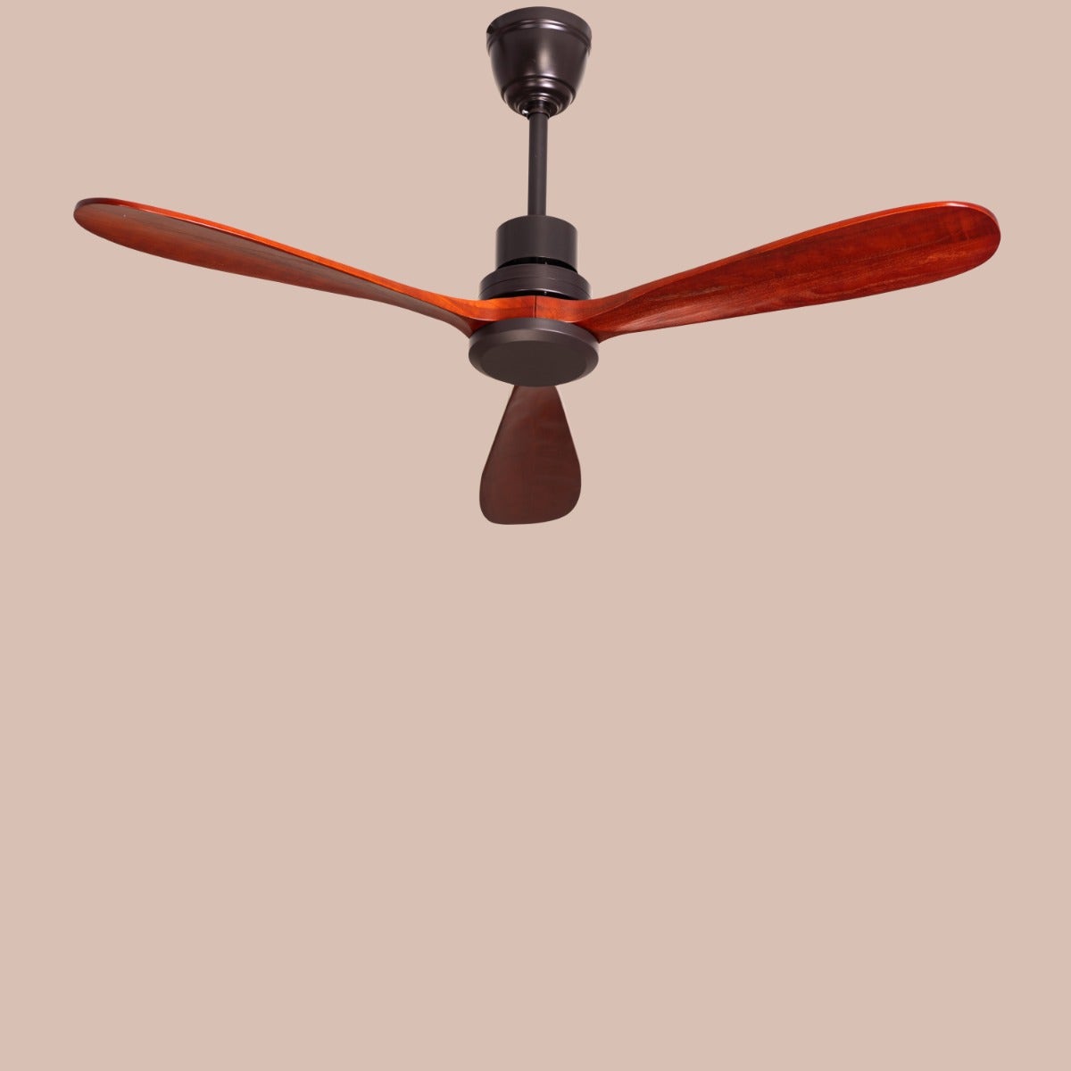 Glen Meadow (132 cm Span, Black Metal Body, Mahogany Finish Solid Wood Blades) Ceiling Fan