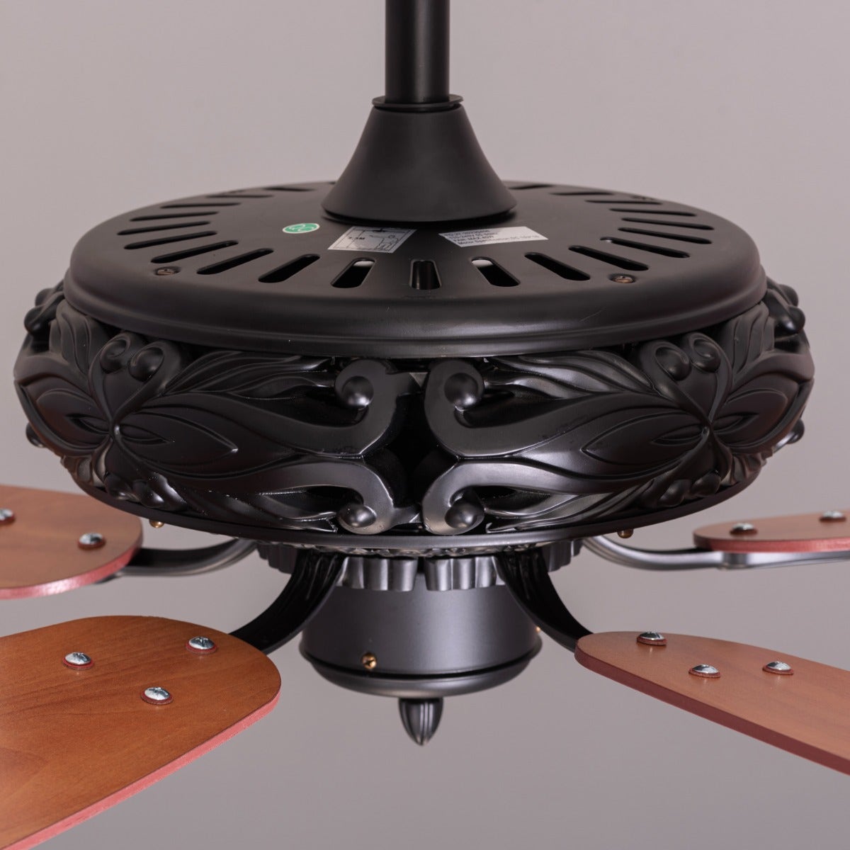 Big Sur (132 cm Span, Black Finish Metal Body, Teak Wood Finish Solid Wooden Blades) With Remote Control Ceiling Fan