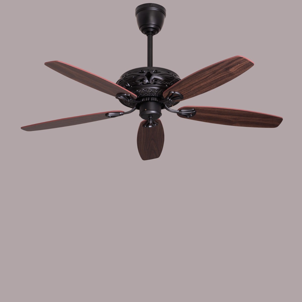 Big Sur (132 cm Span, Black Finish Metal Body, Teak Wood Finish Solid Wooden Blades) With Remote Control Ceiling Fan