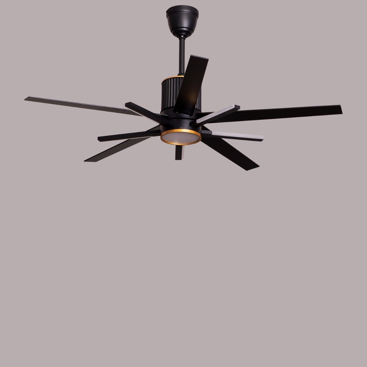 Serengeti (142 cm Span, Black & Gold Finish Metal Body, Black Finish Solid Wood Blades) Dimmable LED With Remote Control Ceiling Fan