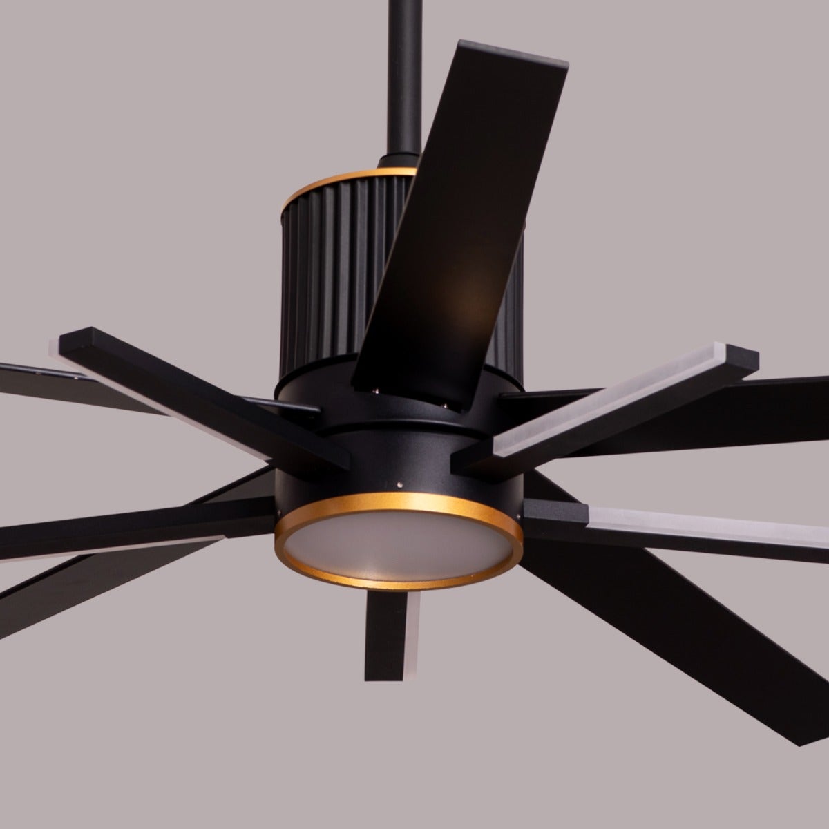 Serengeti (142 cm Span, Black & Gold Finish Metal Body, Black Finish Solid Wood Blades) Dimmable LED With Remote Control Ceiling Fan