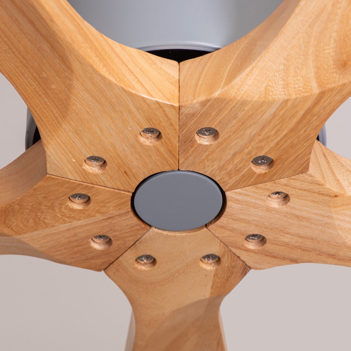 Carmel (132 cm Span, Grey Finish Metal Body, Maple Wood Finish Wooden Blades) Ceiling Fan