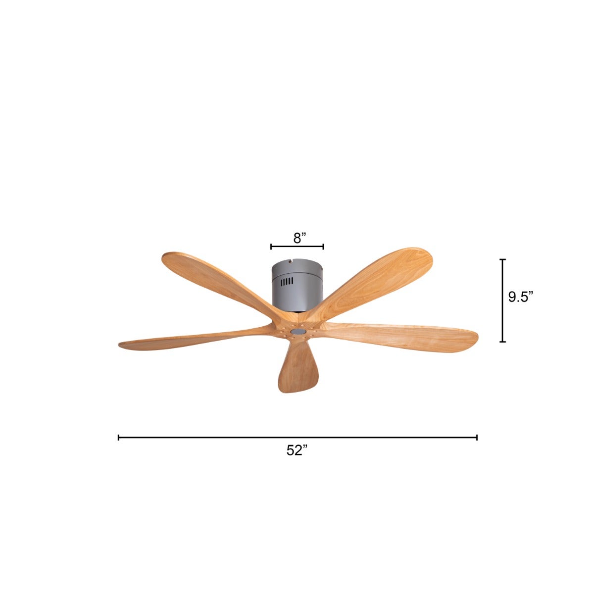 Carmel (132 cm Span, Grey Finish Metal Body, Maple Wood Finish Wooden Blades) Ceiling Fan