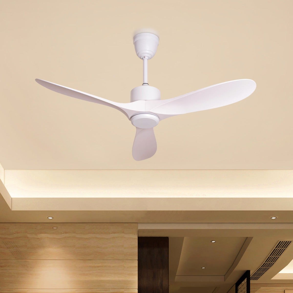 Tiburon (132 cm Span, White Finish Metal Body, White Finish ABS Blades) Ceiling Fan