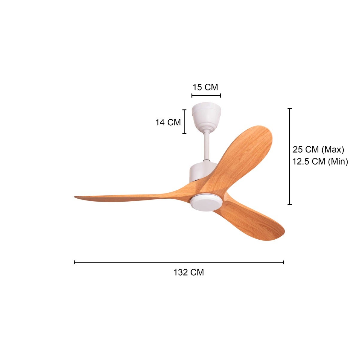 Tiburon (132 cm Span, White Finish Metal Body, Maple Wood Finish ABS Blades) Ceiling Fan