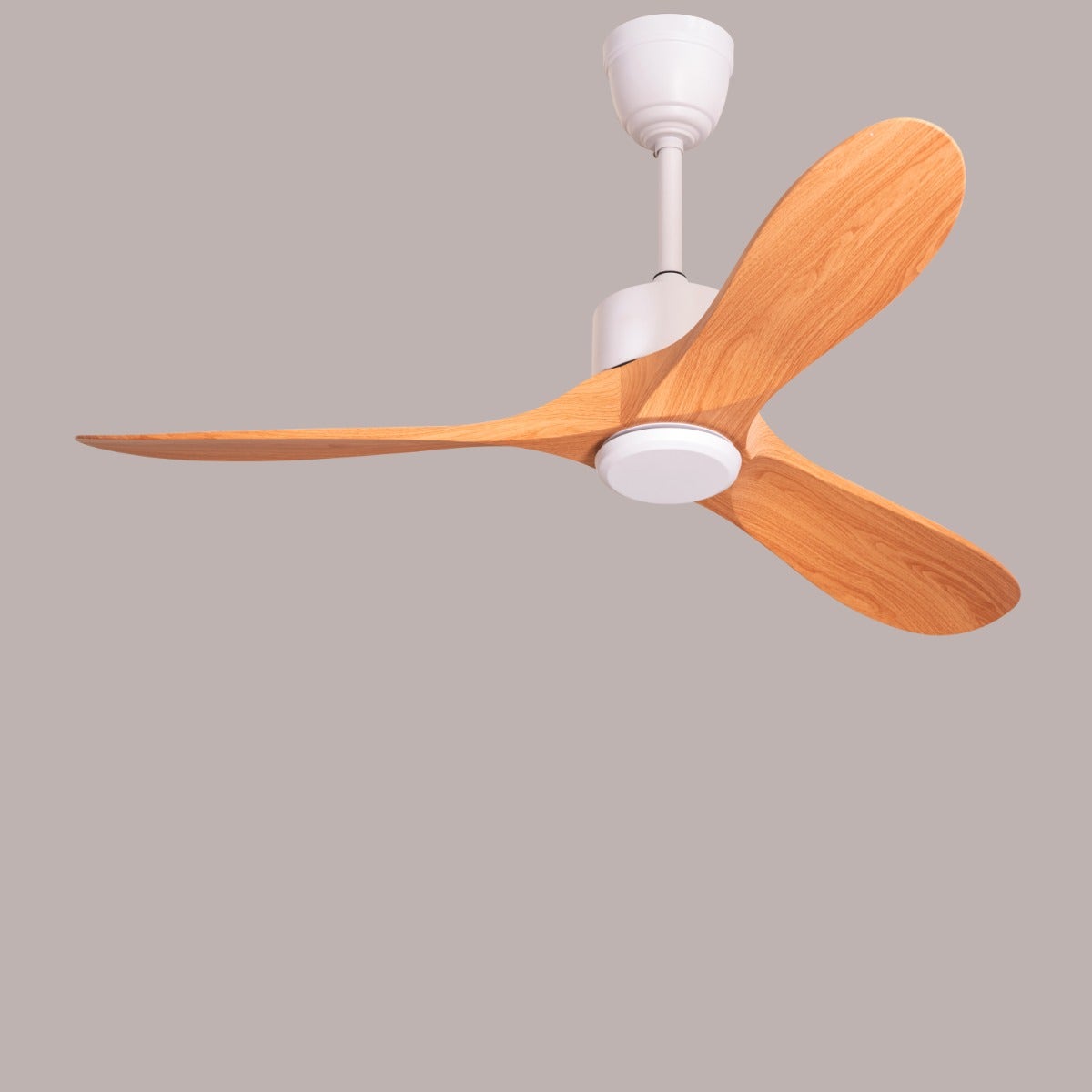 Tiburon (132 cm Span, White Finish Metal Body, Maple Wood Finish ABS Blades) Ceiling Fan