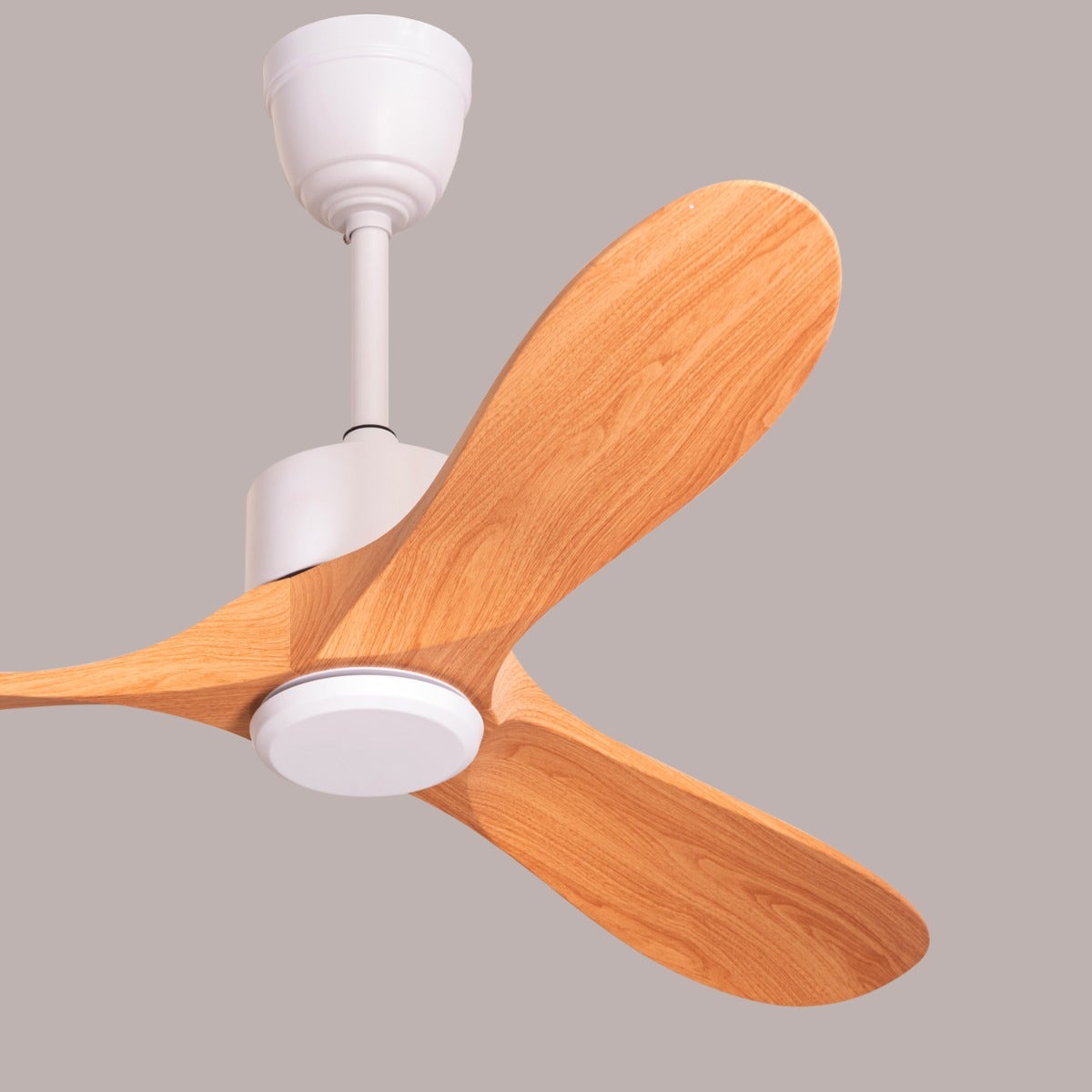 Tiburon (132 cm Span, White Finish Metal Body, Maple Wood Finish ABS Blades) Ceiling Fan