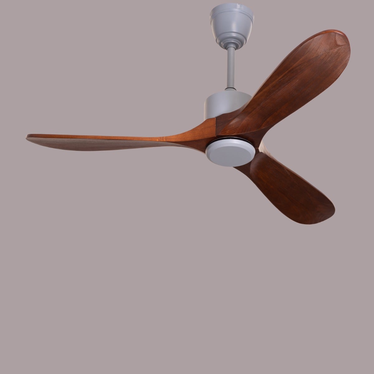 Tiburon (132 cm Span, Grey Finish Metal Body, Teakwood Finish Wooden Blades) Ceiling Fan