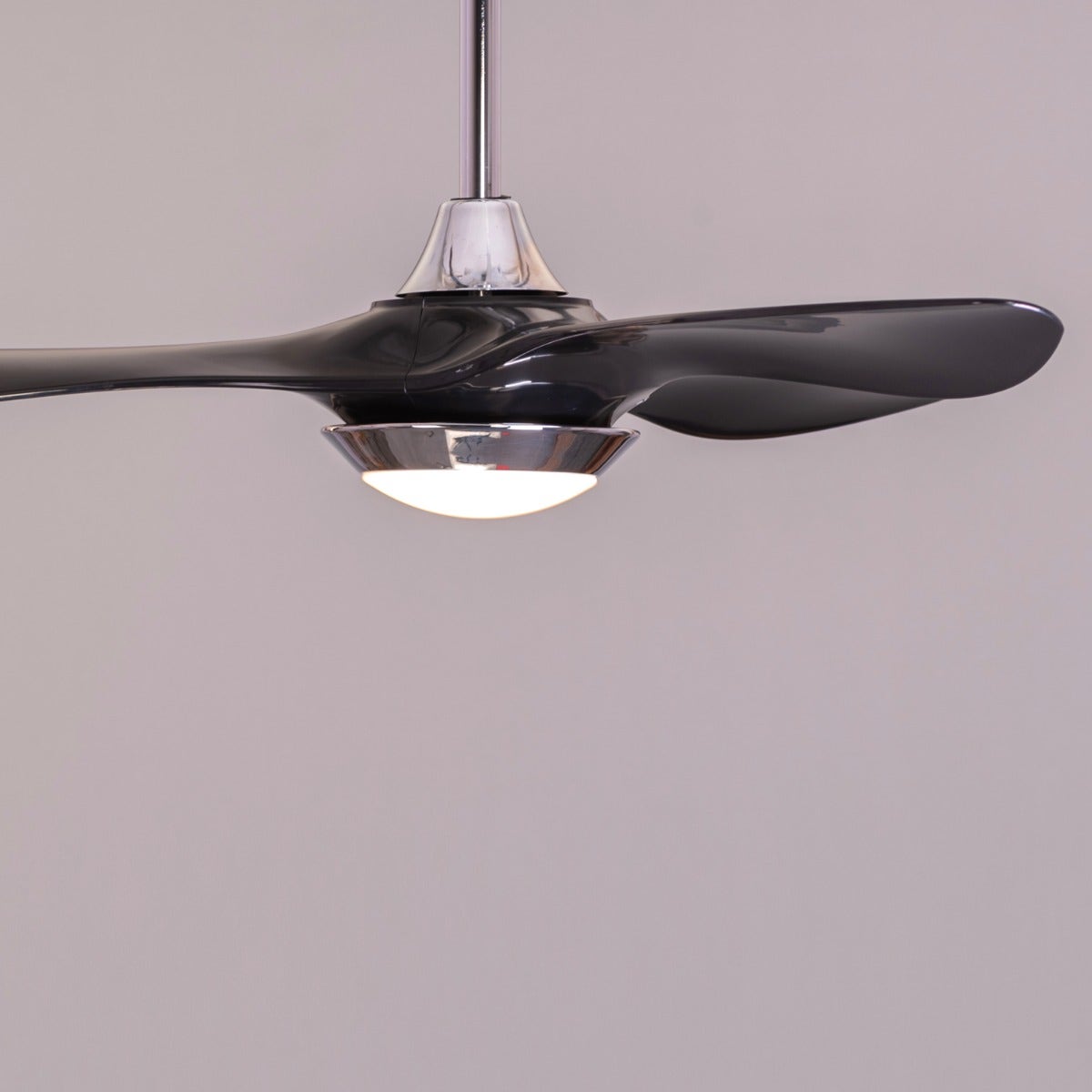 Bodrum Beauty (132 cm Span, Chrome Finish Metal Body, Black Finish ABS Blades) Dimmable LED With Remote Control Ceiling Fan