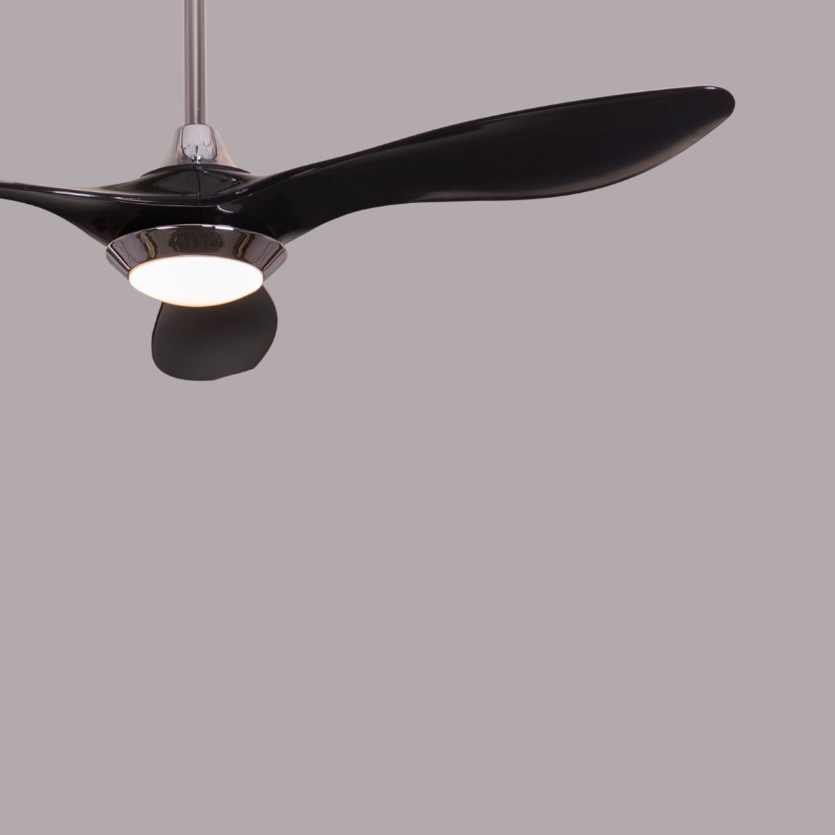 Bodrum Beauty (132 cm Span, Chrome Finish Metal Body, Black Finish ABS Blades) Dimmable LED With Remote Control Ceiling Fan