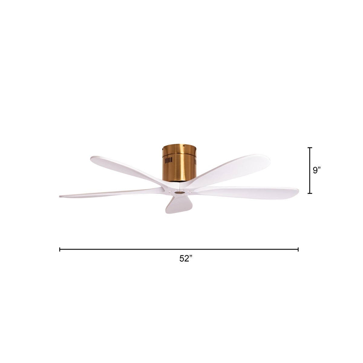 Carmel (132 cm Span, Gold Finish Metal Body, White Finish Wooden Blades) Ceiling Fan