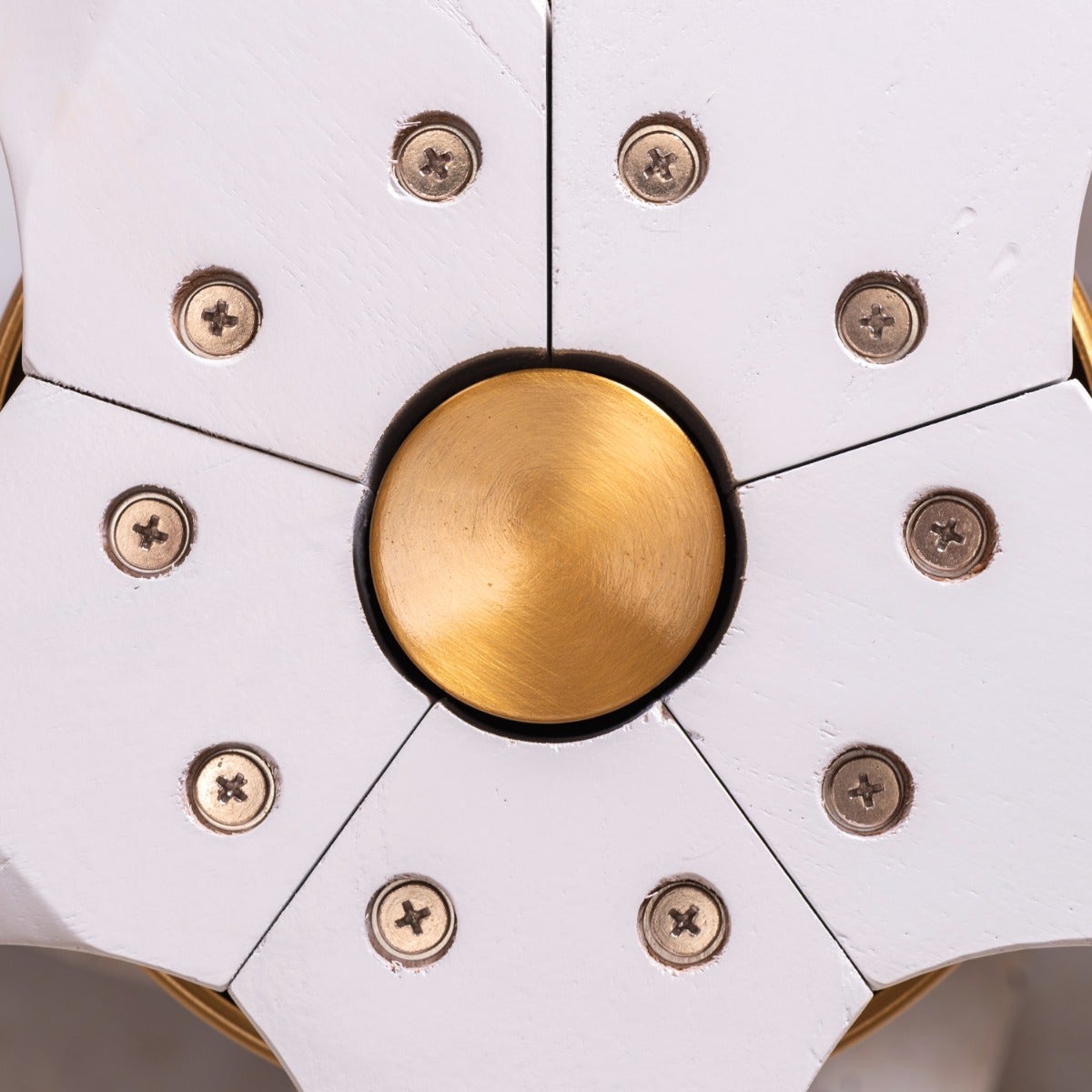 Carmel (132 cm Span, Gold Finish Metal Body, White Finish Wooden Blades) Ceiling Fan