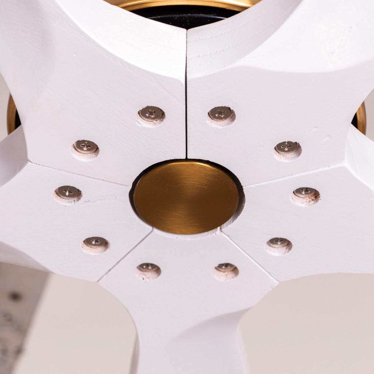 Carmel (132 cm Span, Gold Finish Metal Body, White Finish Wooden Blades) Ceiling Fan