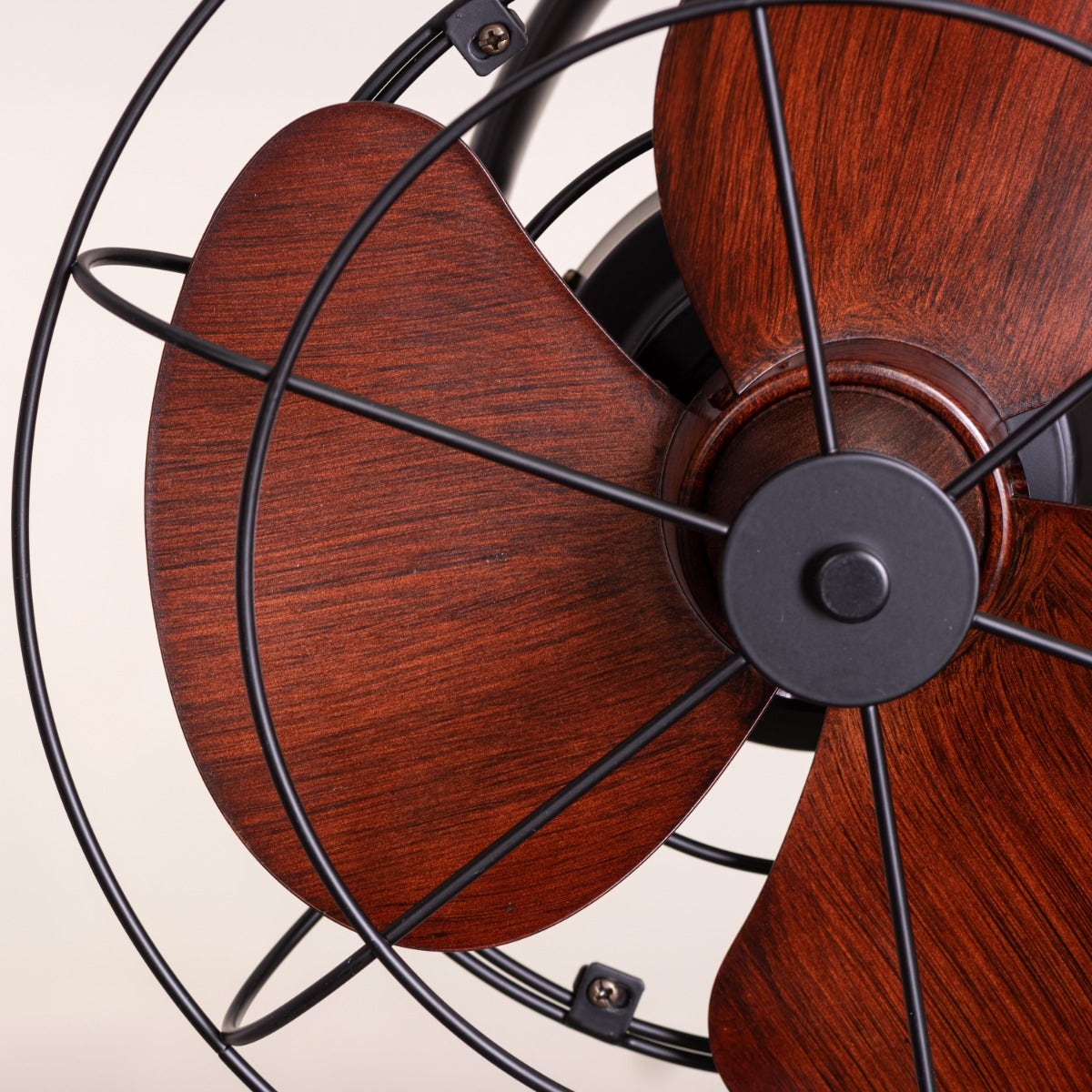 Canary Wharf (Oval Blade 28 cm Span, Black Finish Metal Body, Teak Wood Finish ABS Blades) Ceiling/Wall Fan