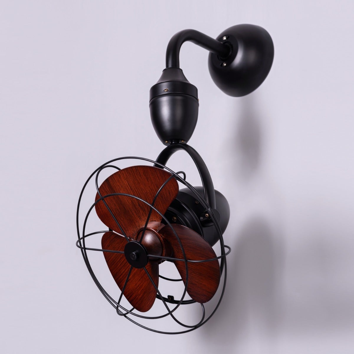 Canary Wharf (Oval Blade 28 cm Span, Black Finish Metal Body, Teak Wood Finish ABS Blades) Ceiling/Wall Fan