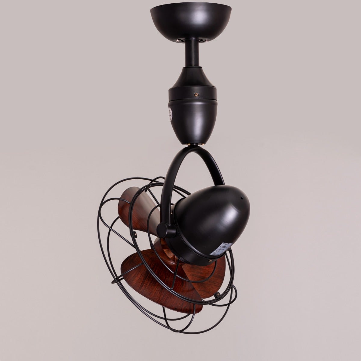 Canary Wharf (Oval Blade 28 cm Span, Black Finish Metal Body, Teak Wood Finish ABS Blades) Ceiling/Wall Fan