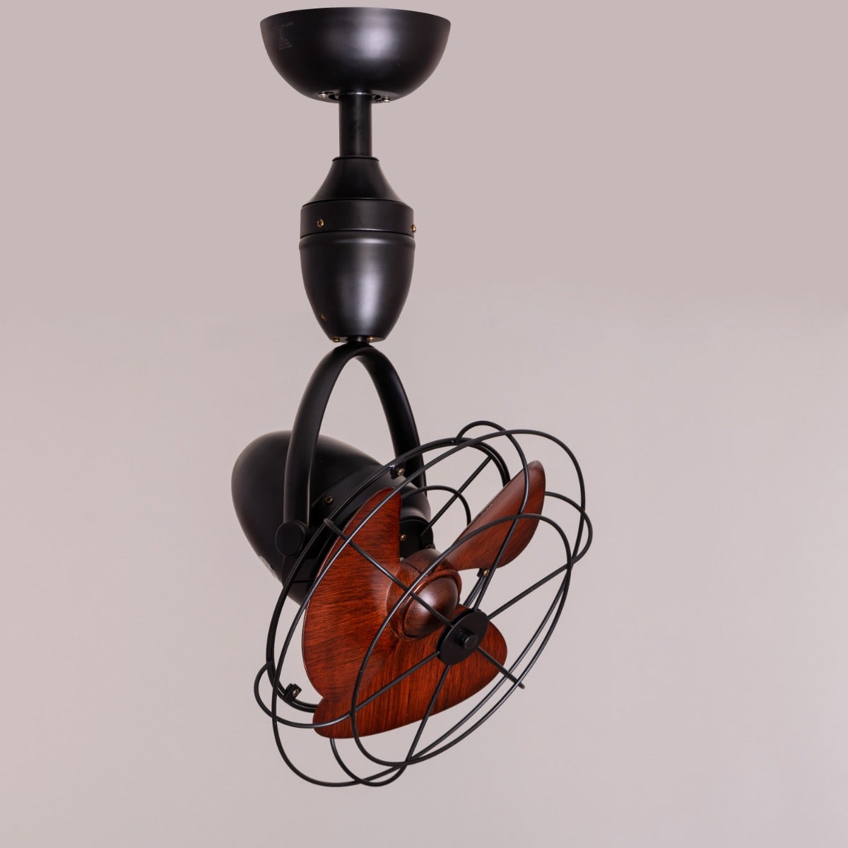 Canary Wharf (Oval Blade 28 cm Span, Black Finish Metal Body, Teak Wood Finish ABS Blades) Ceiling/Wall Fan