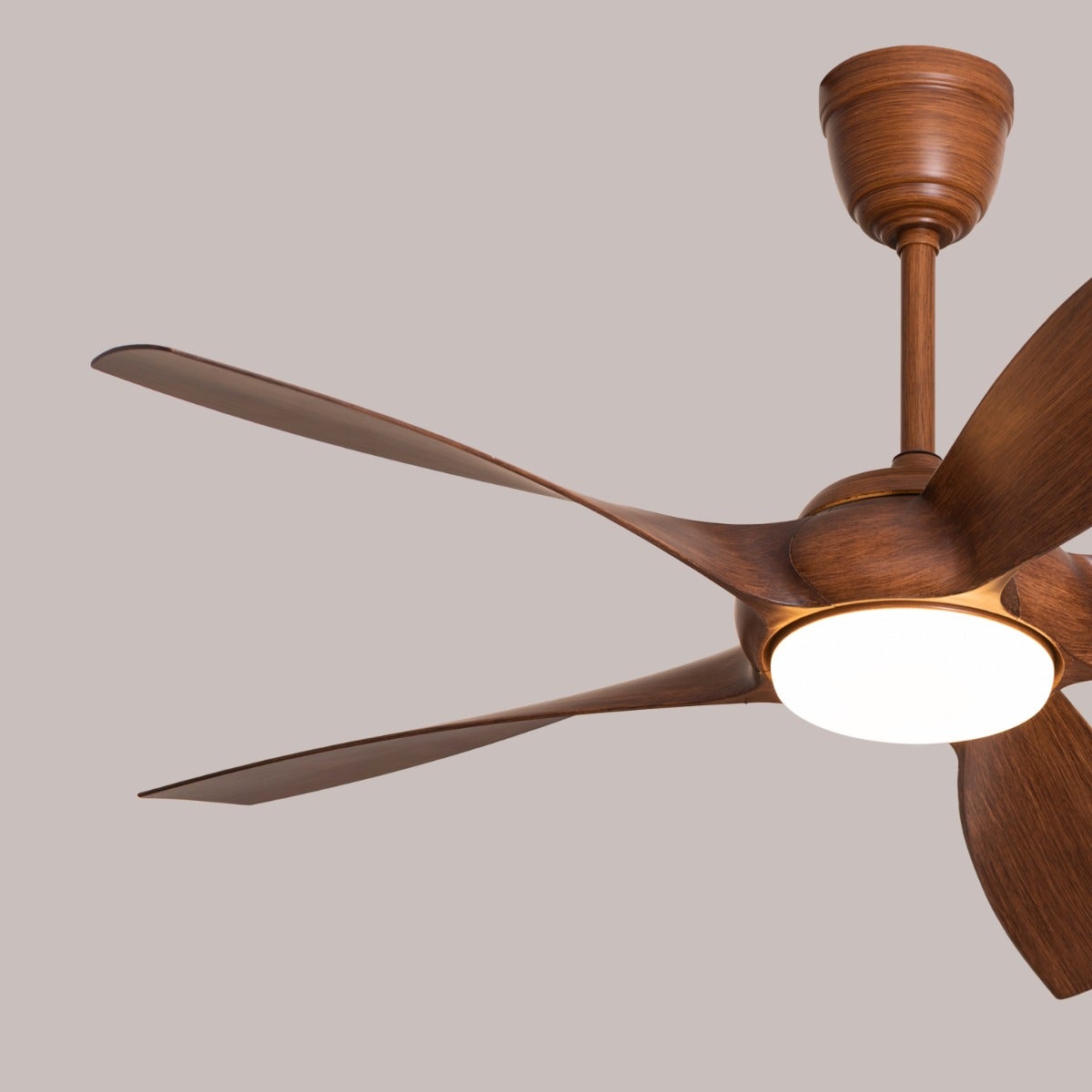 Redwood City (139 cm Span, Teak Wood Finish Metal Body, Teak Wood Finish ABS Blades) 3 Colour Dimmable LED With Remote Control Ceiling Fan