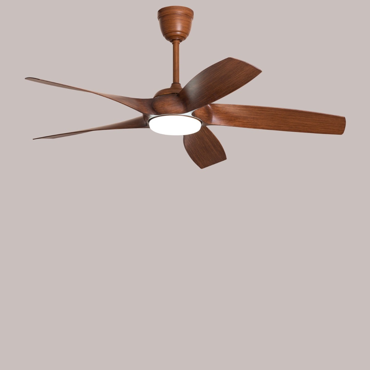 Redwood City (139 cm Span, Teak Wood Finish Metal Body, Teak Wood Finish ABS Blades) 3 Colour Dimmable LED With Remote Control Ceiling Fan