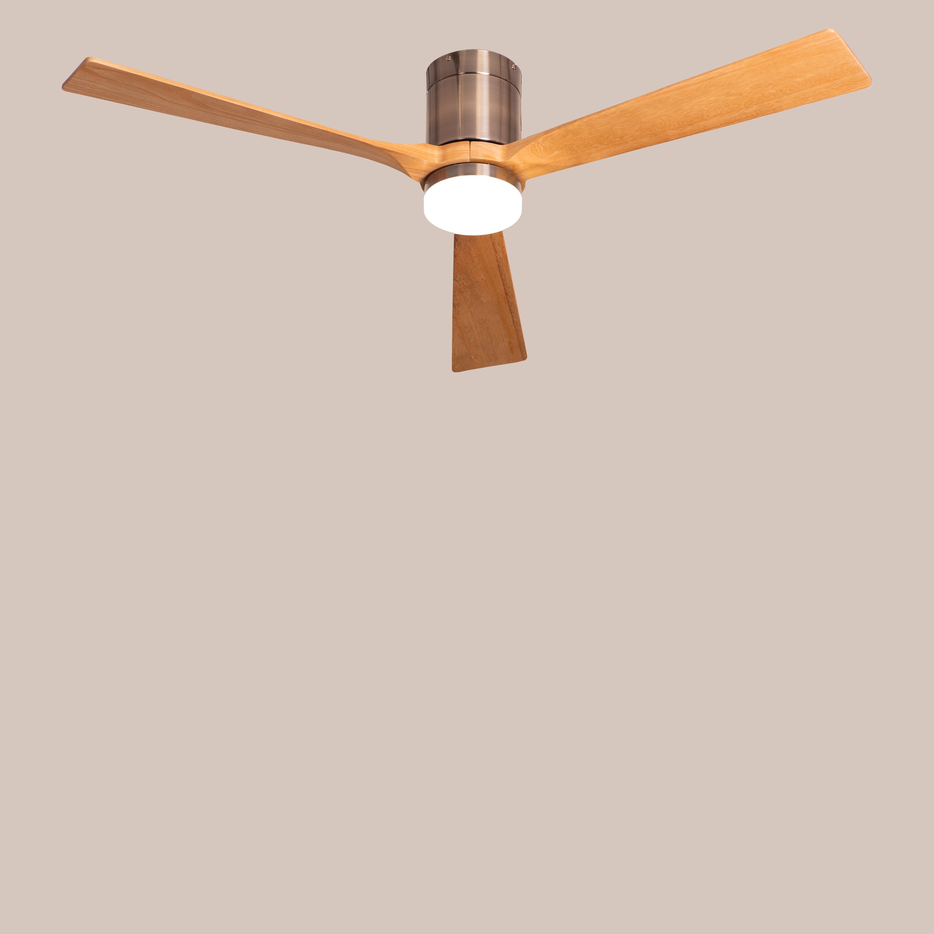 Breakfast In Belgrade (152 cm Span, Metal Body in Chrome Finish, Maple Finish Solid Wood Blades) 3 Color LED With Remote Control Ceiling Fan