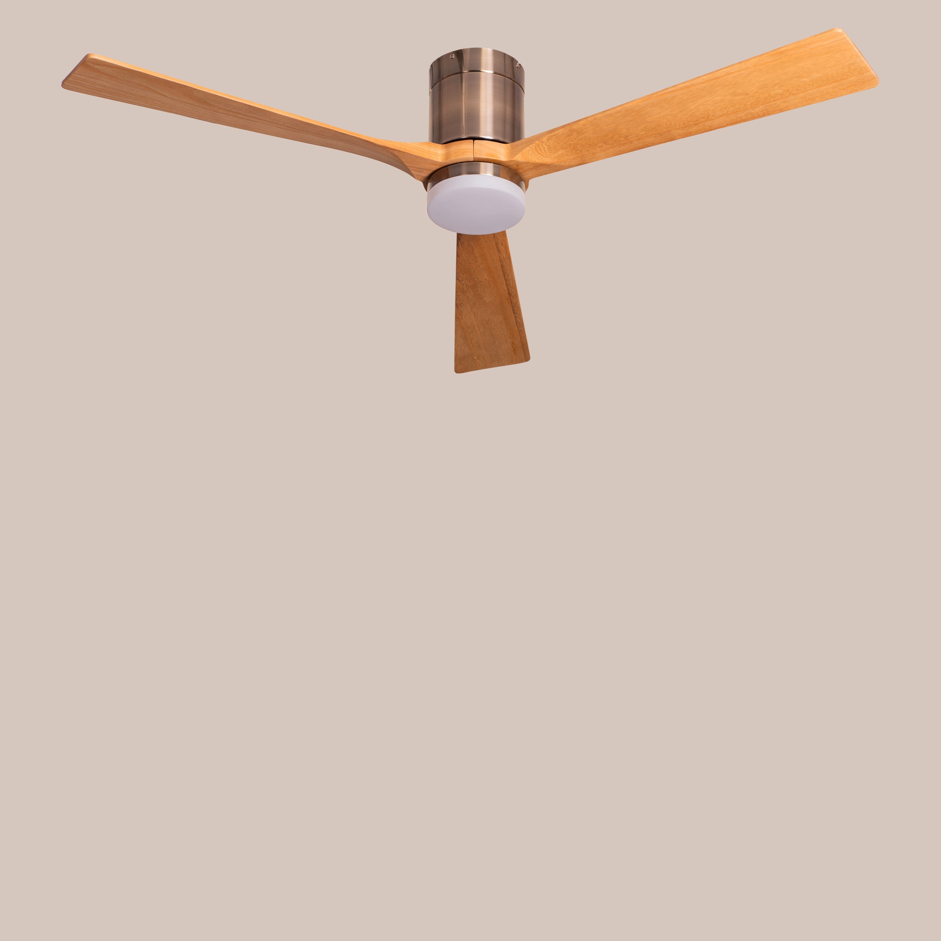 Breakfast In Belgrade (152 cm Span, Metal Body in Chrome Finish, Maple Finish Solid Wood Blades) 3 Color LED With Remote Control Ceiling Fan