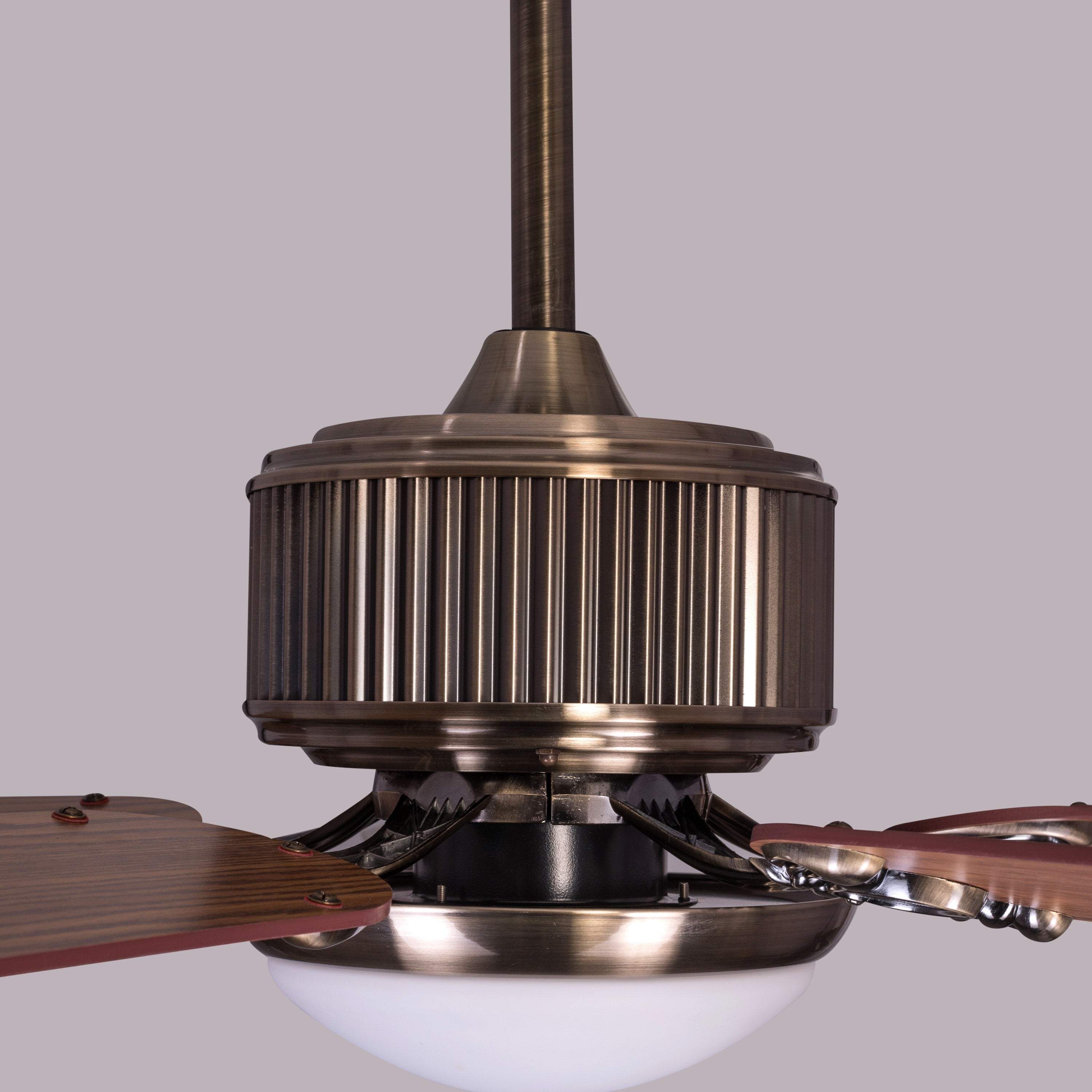 An Upgrade (142 cm Span, Antique Bronze Finish Metal Body, Walnut Finish MDF Blades) Dimmable LED With Remote Control Ceiling Fan
