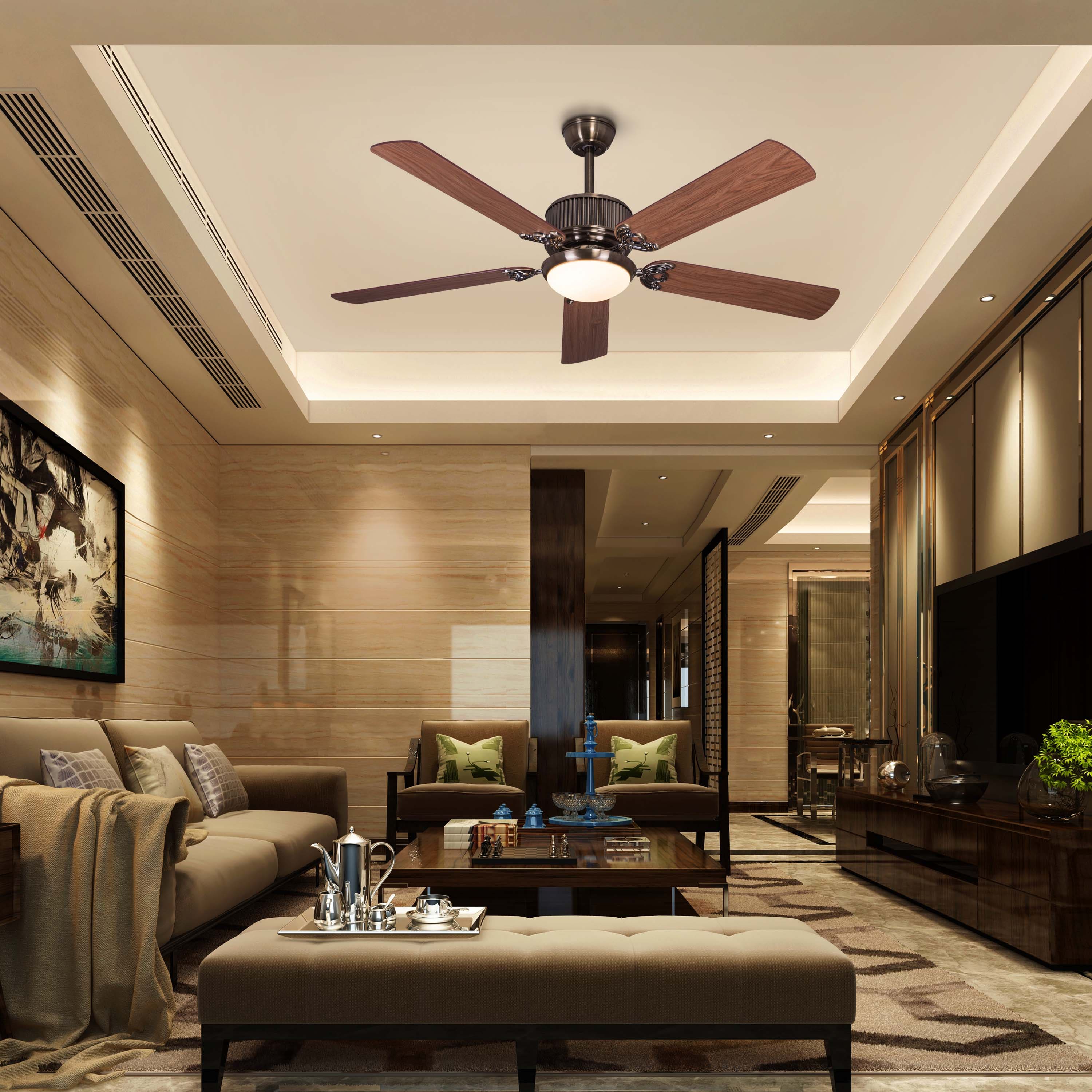 An Upgrade (142 cm Span, Antique Bronze Finish Metal Body, Walnut Finish MDF Blades) Dimmable LED With Remote Control Ceiling Fan