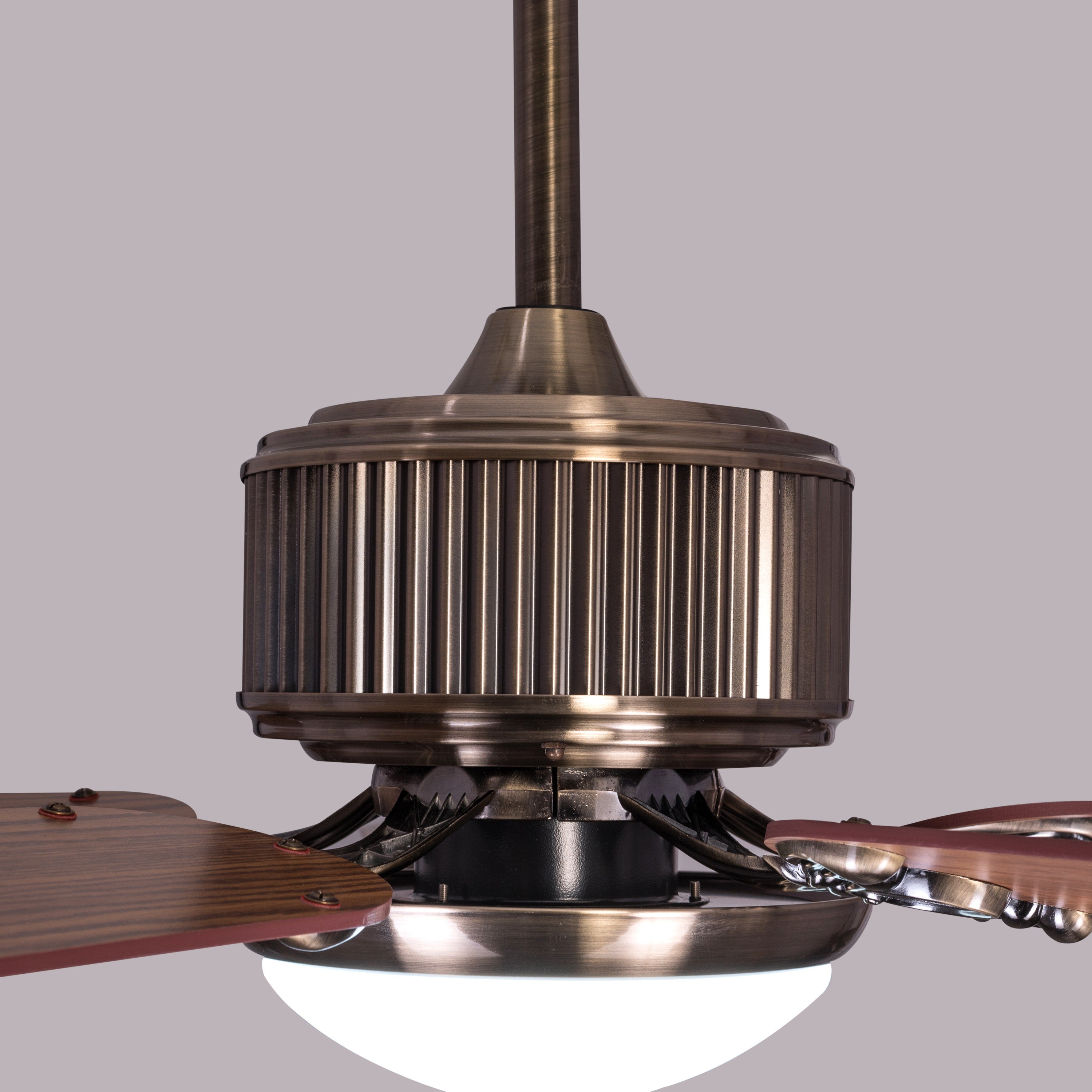 An Upgrade (142 cm Span, Antique Bronze Finish Metal Body, Walnut Finish MDF Blades) Dimmable LED With Remote Control Ceiling Fan