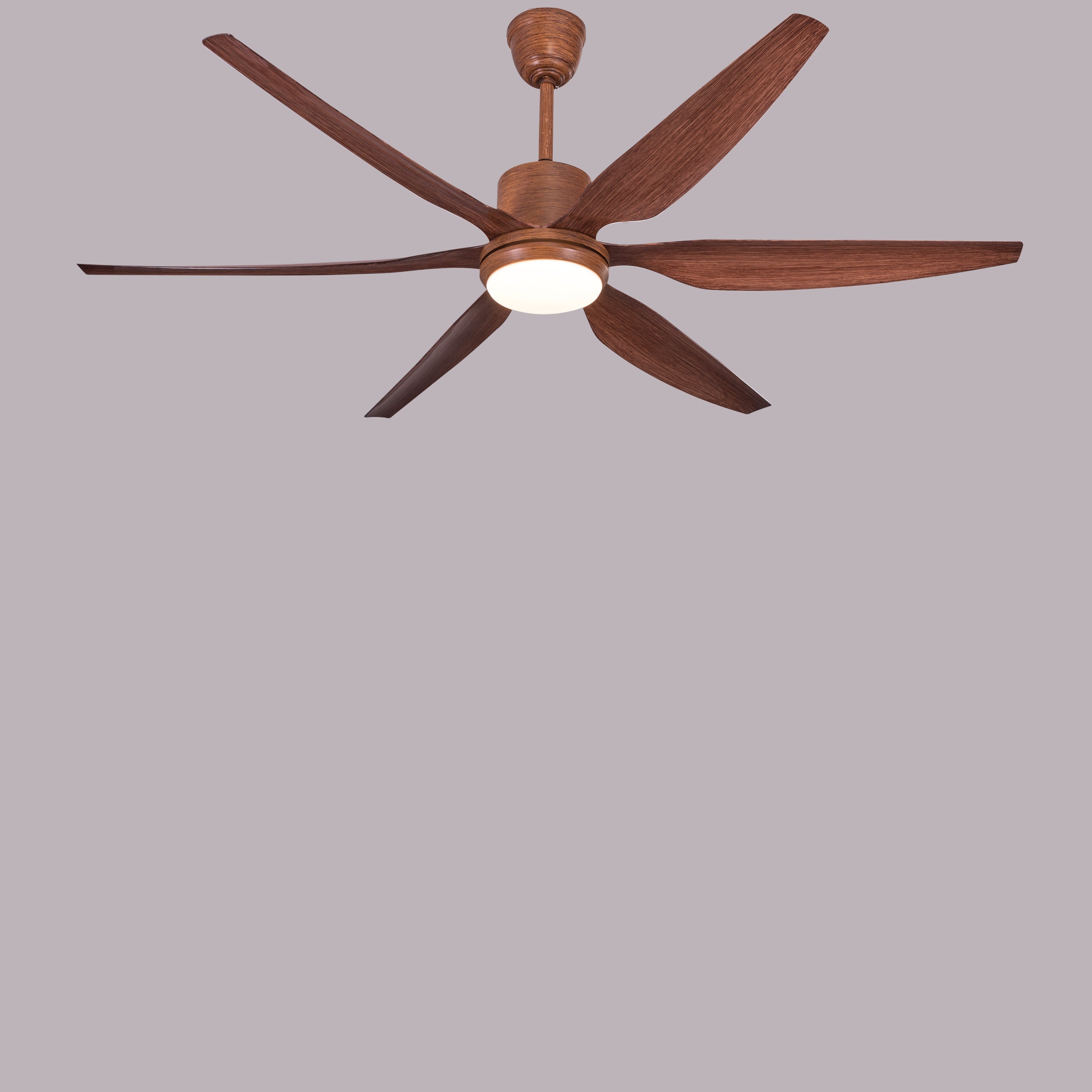 Monday Miracle (168 cm Span, Teak Finish Metal Body, Teak Finish ABS Blades) 3 Color LED With Remote Control Ceiling Fan