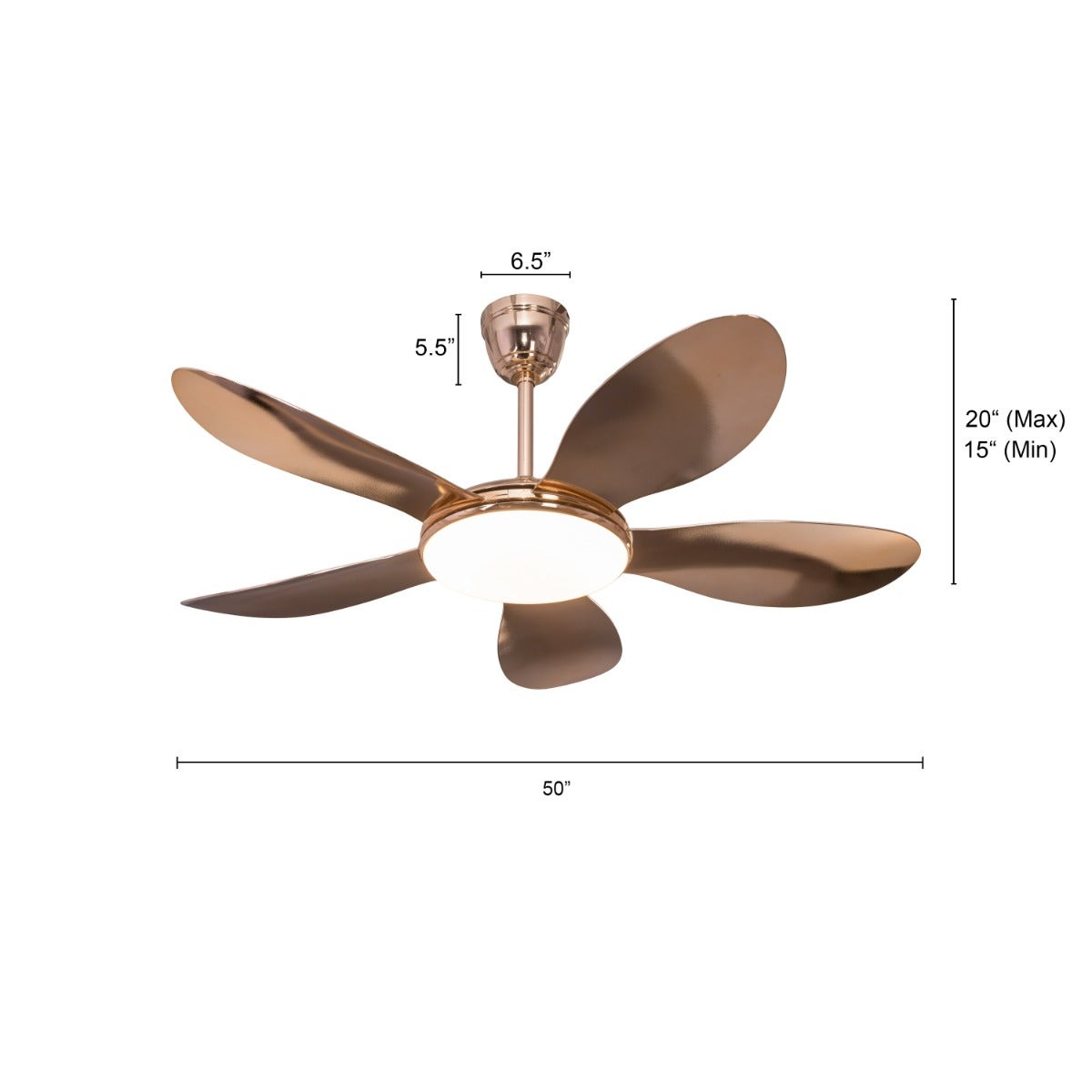 Thing For Bling (127 cm Span, Gold Plated Metal Body, Gold Plated ABS Blades) Dimmable LED With Remote Control Ceiling Fan