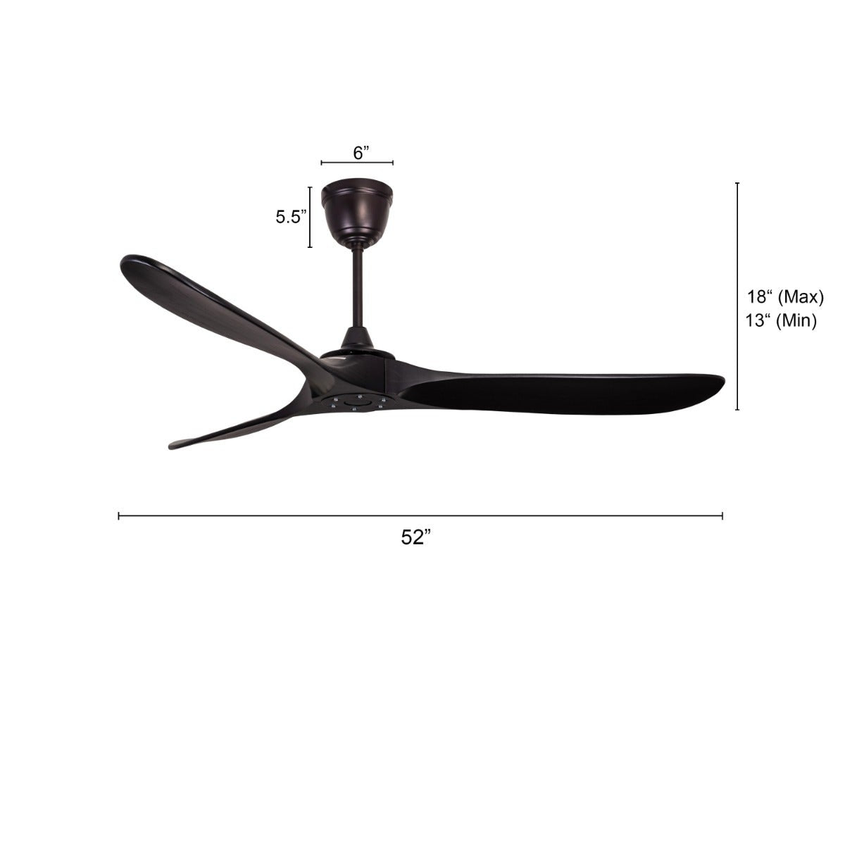 Devil's Advocate (132 cm Span, Black Metal Body, Black Finish Solid Wood) Designer Ceiling Fan