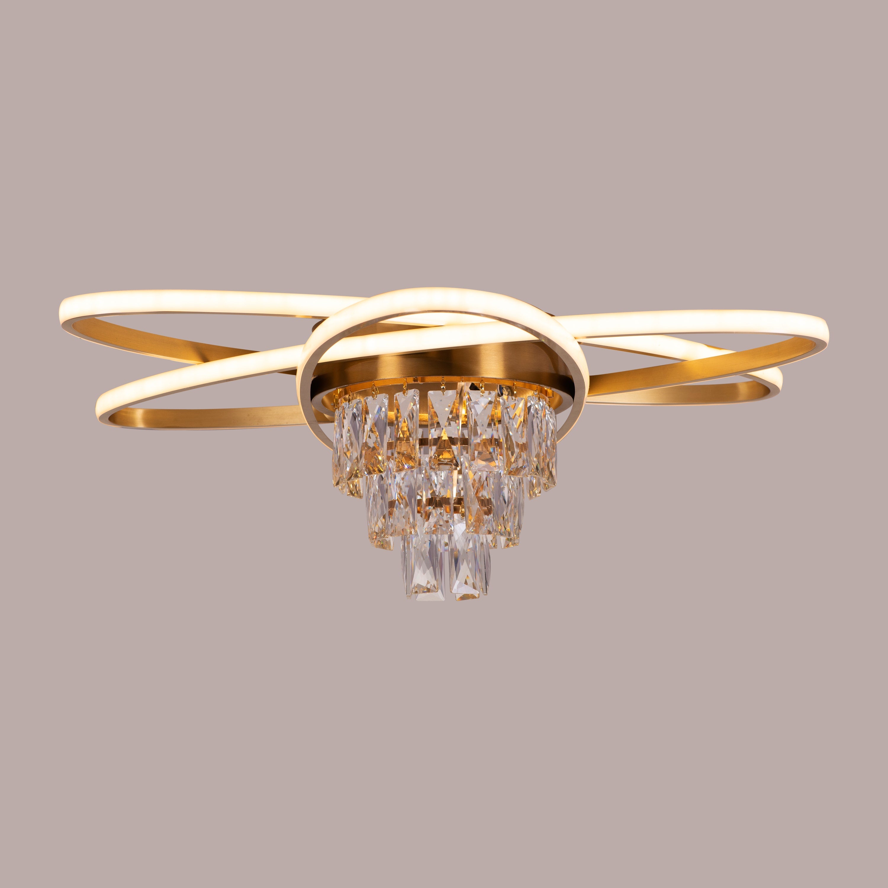 Make It Rain (Gold, 3 Colour Dimmable LED with Remote Control) Crystal Ceiling Light