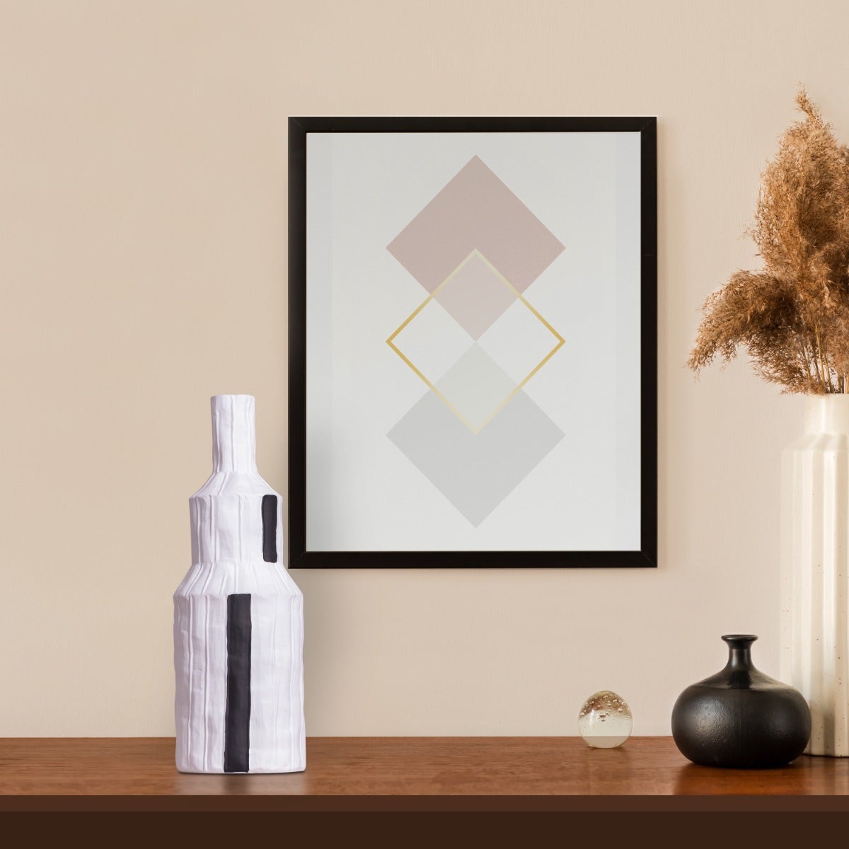 Standing Tall (Black/ White) Ceramic Vase