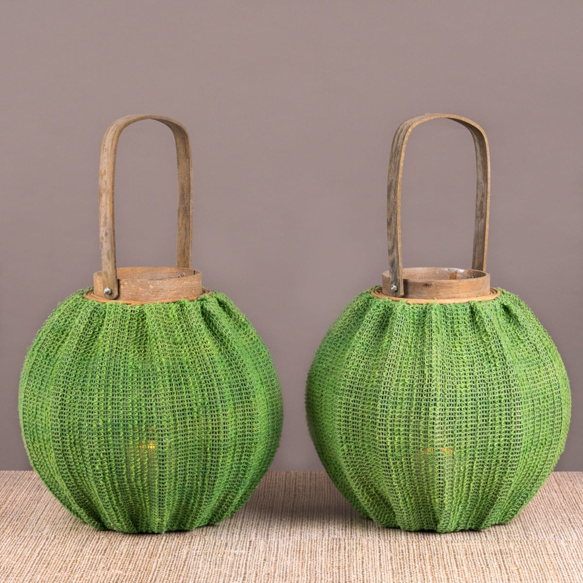 Very Vert (Green) Wooden Lanterns (Set of 2)