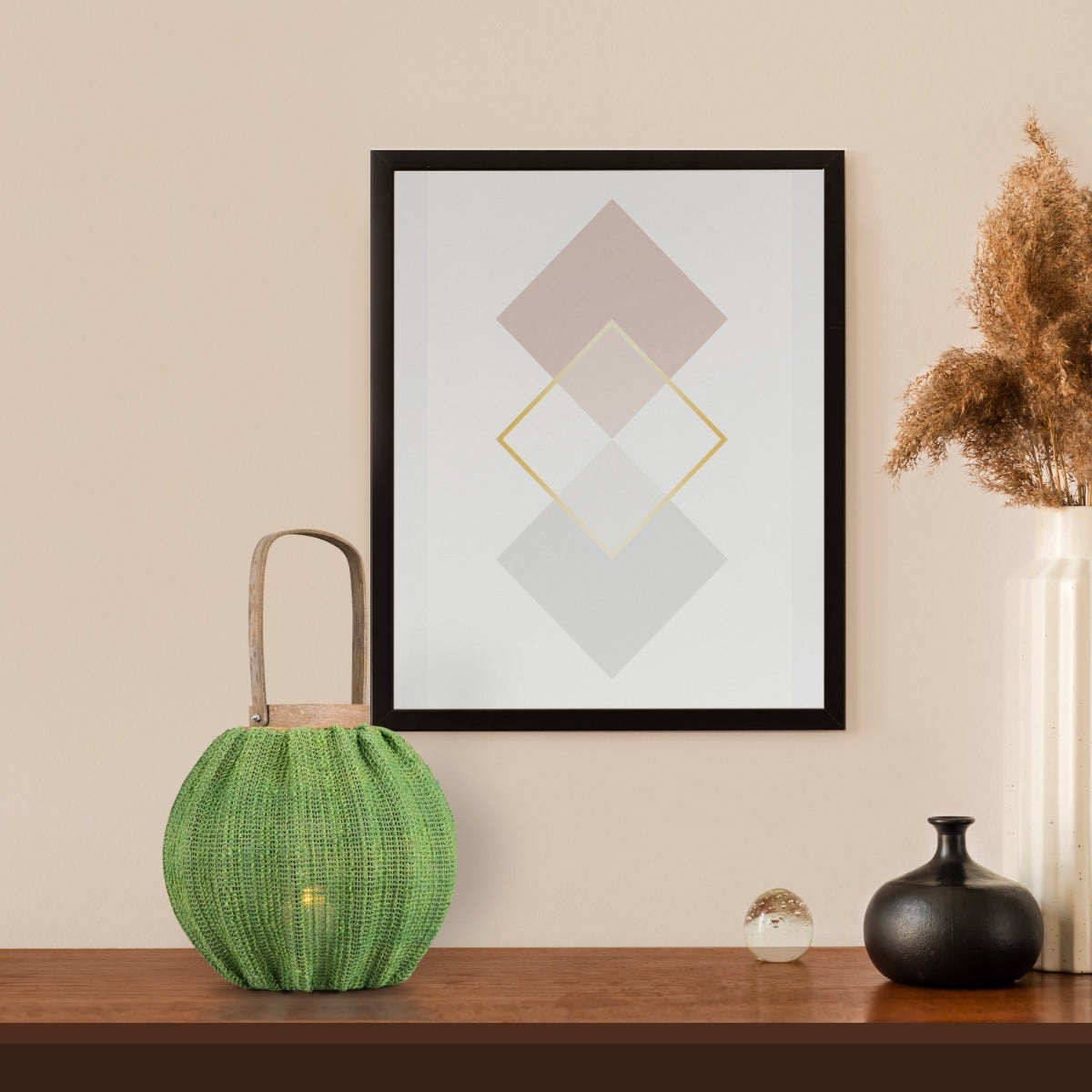 Very Vert (Green) Wooden Lanterns (Set of 2)