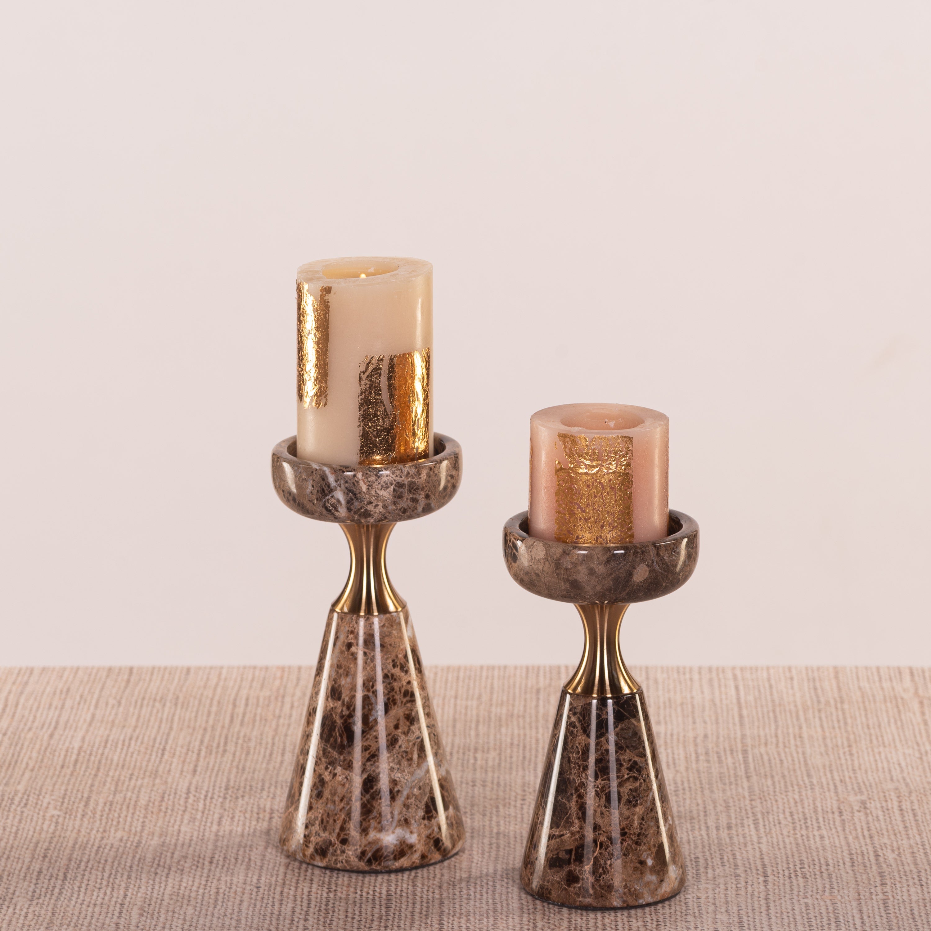 On The Spot (Large, Brown/Gold) Marble Candle Holder