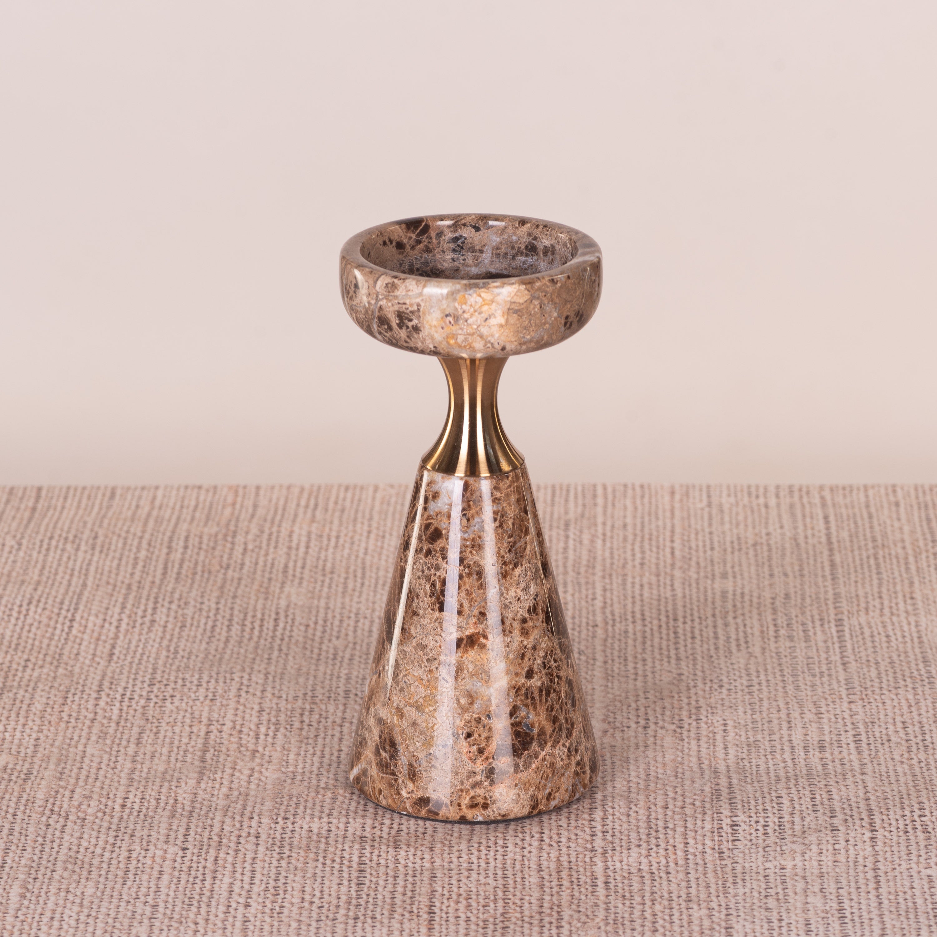 On The Spot (Large, Brown/Gold) Marble Candle Holder