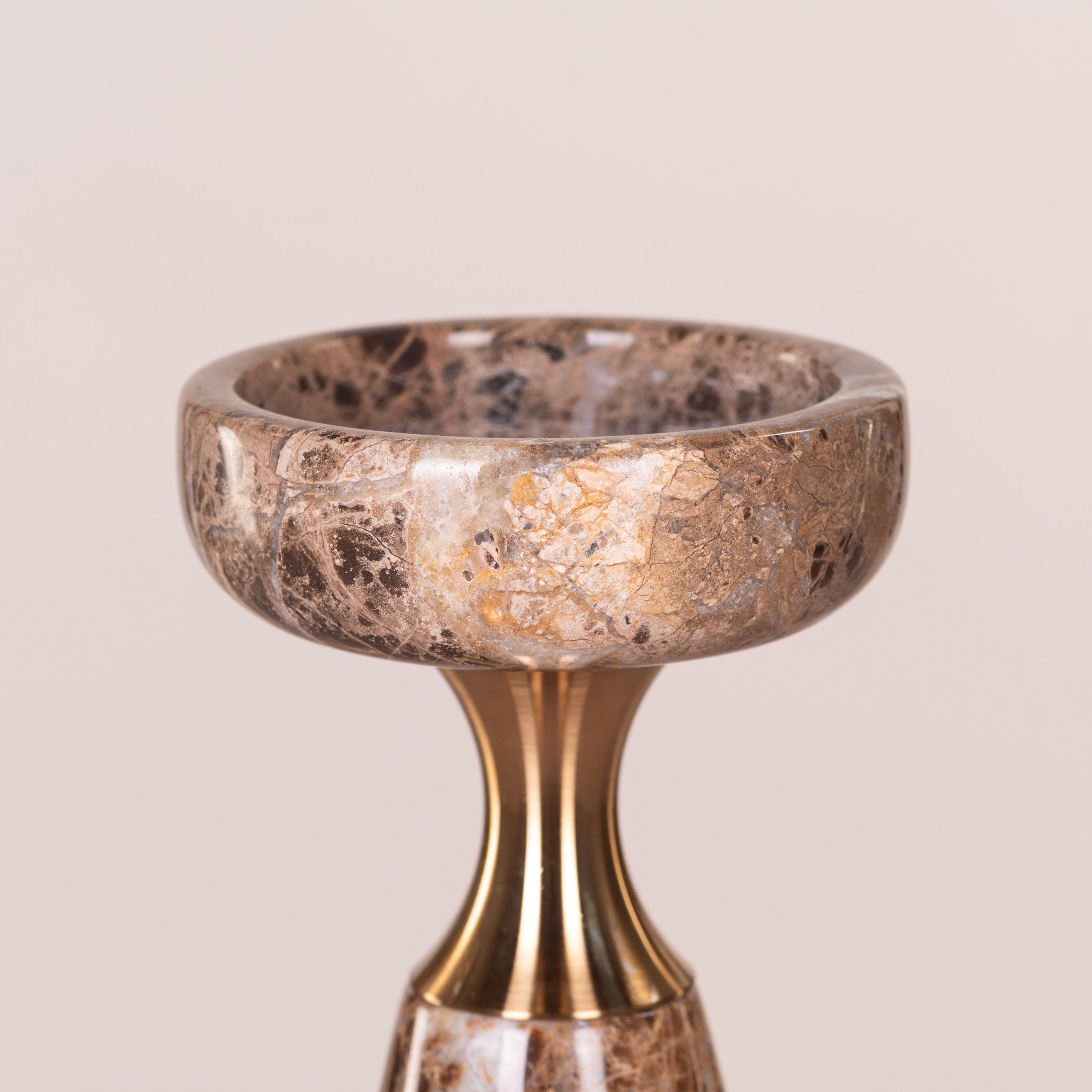 On The Spot (Large, Brown/Gold) Marble Candle Holder