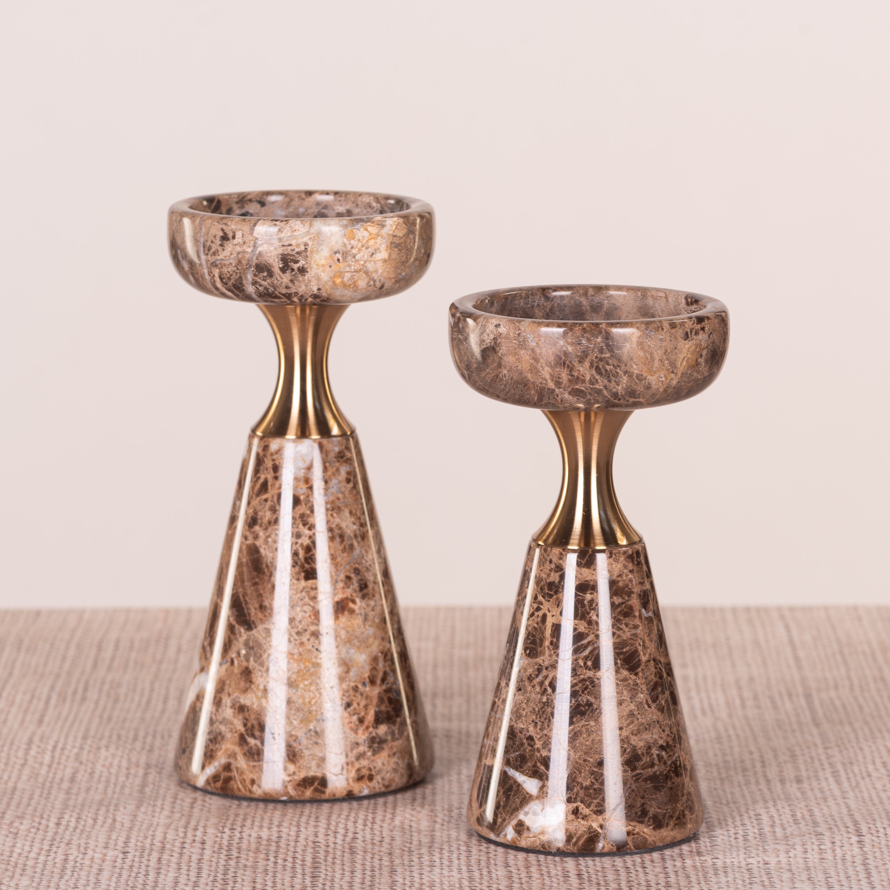 On The Spot (Large, Brown/Gold) Marble Candle Holder