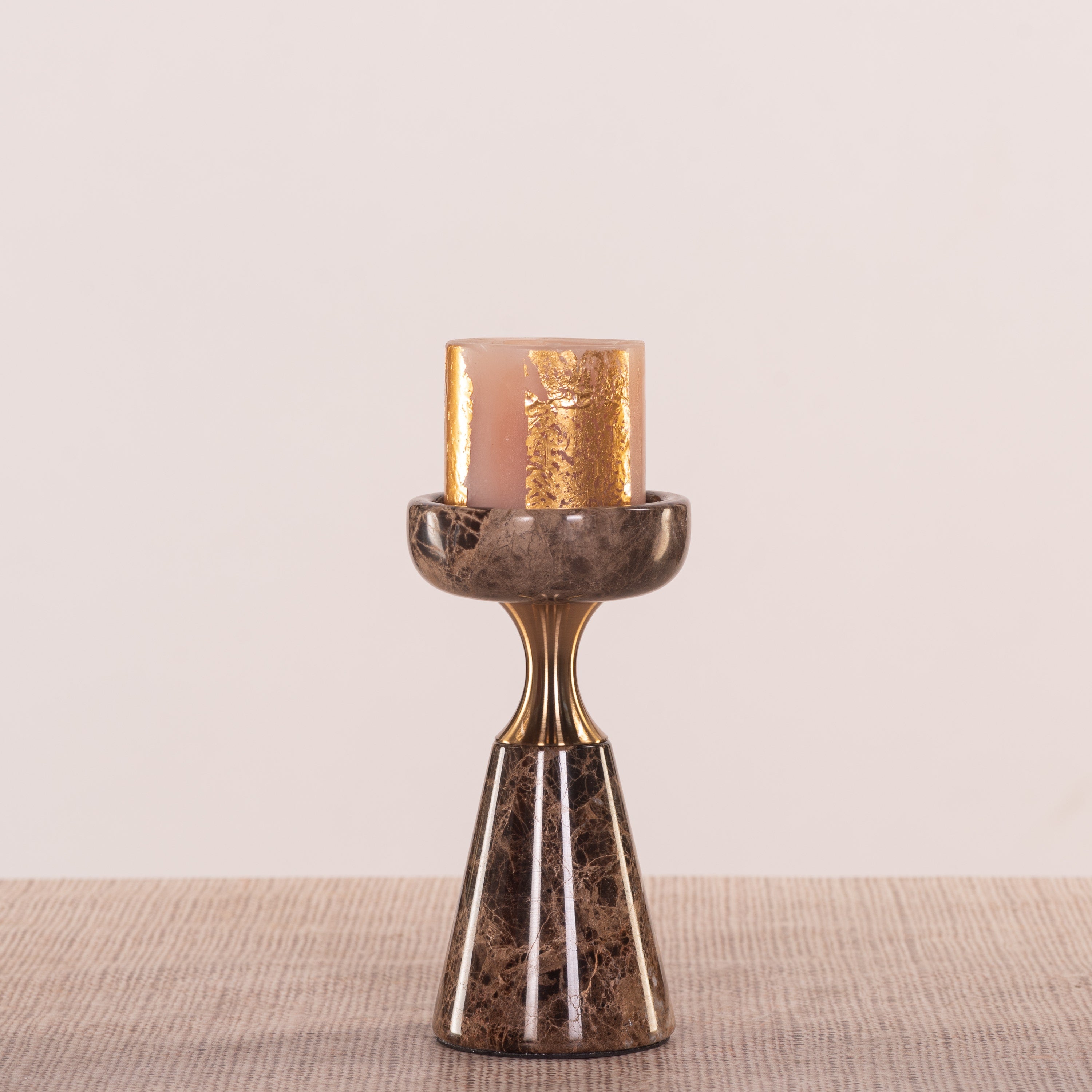 On The Spot (Small, Brown/Gold) Marble Candle Holder
