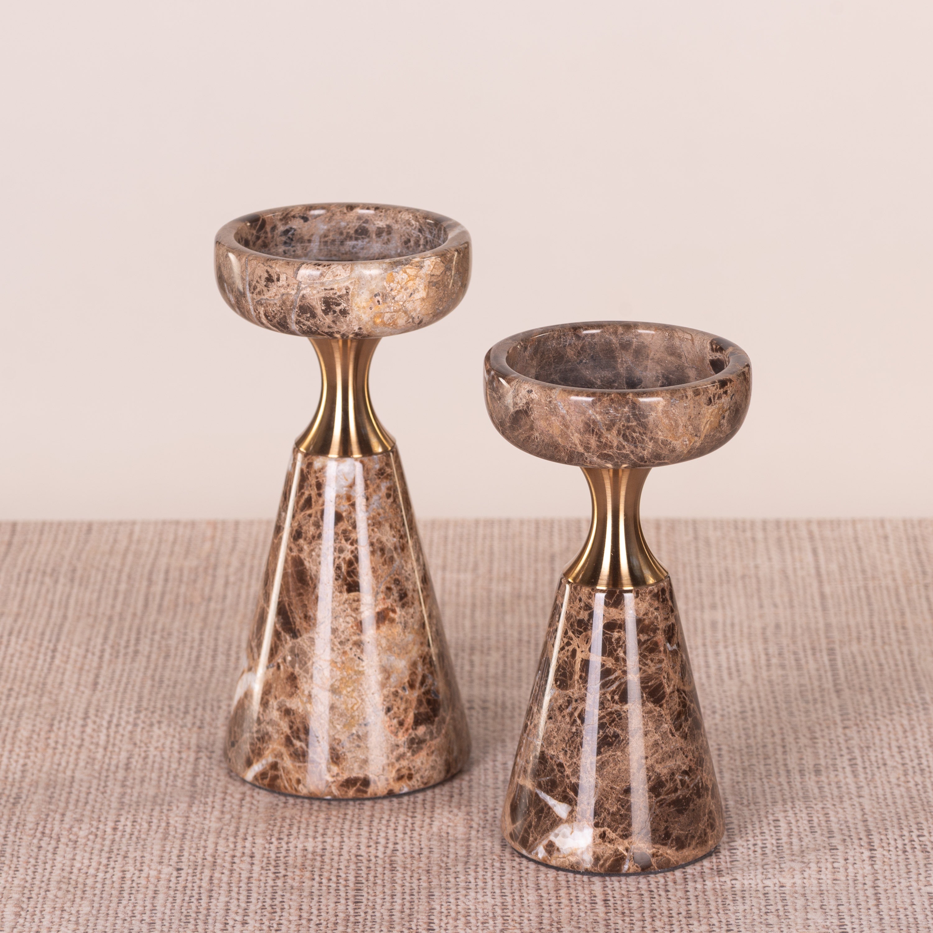 On The Spot (Small, Brown/Gold) Marble Candle Holder