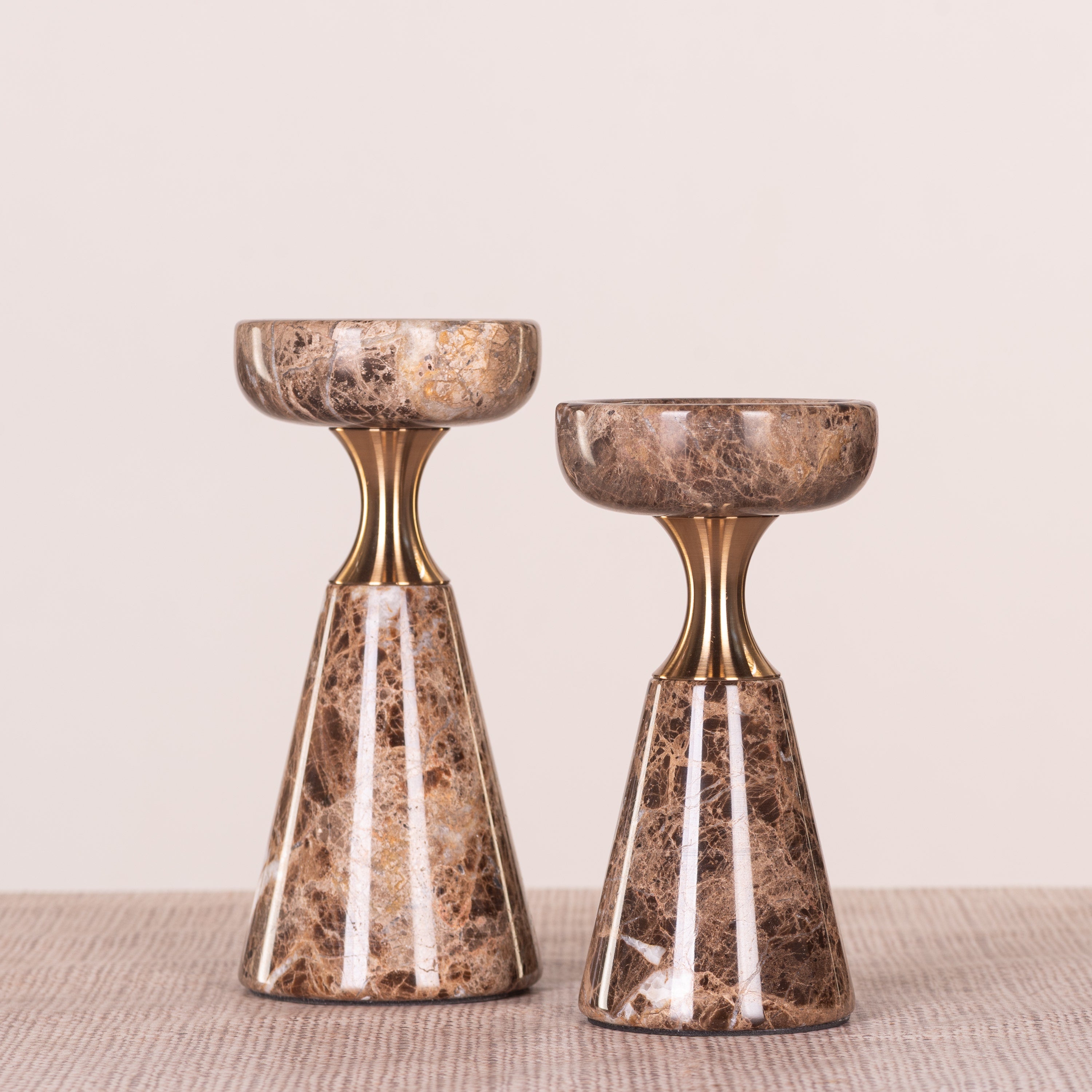 On The Spot (Small, Brown/Gold) Marble Candle Holder